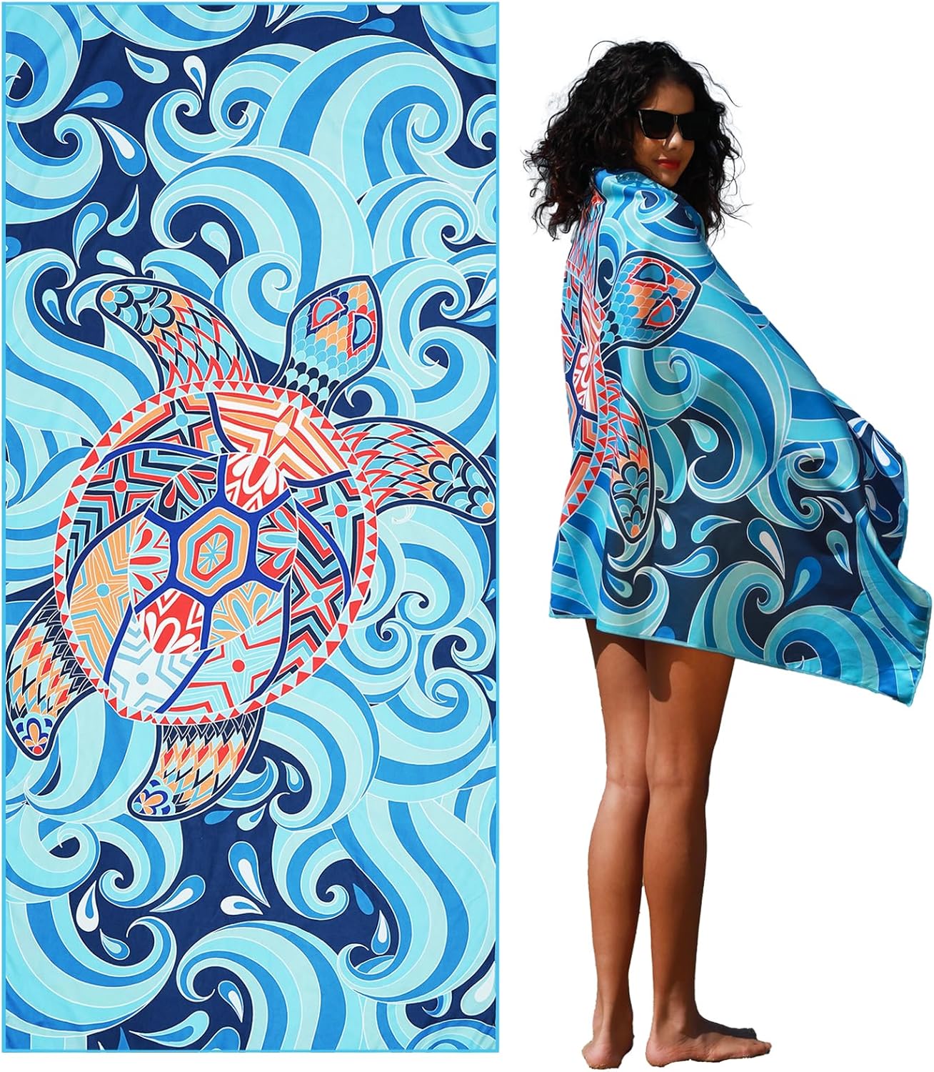 Microfiber Lightweight Thin Beach Towel Sand Free Quick Dry Absorbent Compact Towels for Swimming Pool Camping Beach Accessories Large Easy Pack Travel Things for Vacation Essentials Gift Adult