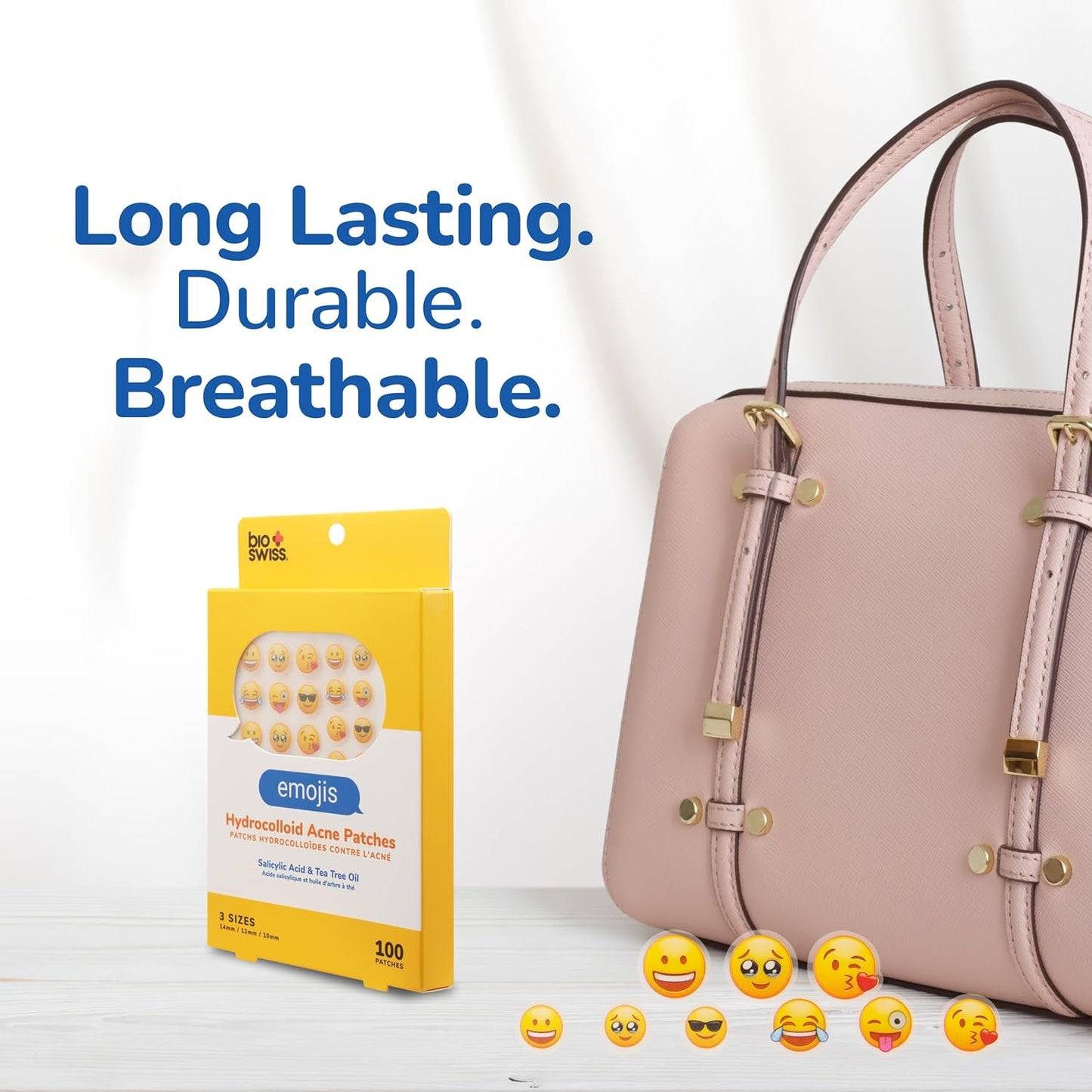 BioSwiss Pimple Patches, Emojis Patch for Zits and Blemishes, Hydrocolloid Spot Stickers for Face and Skin, 100 Count