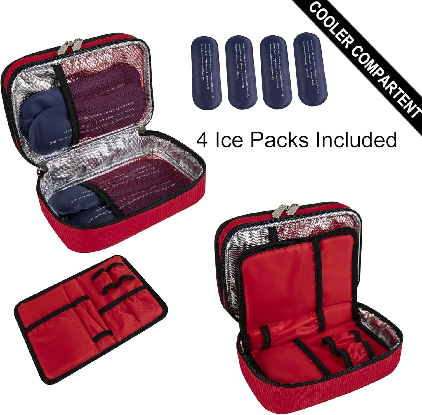Apollo Walker Insulin Cooler Travel Case Diabetic Medication Cooler with Ice Packs and Insulation Liner TSA Approved