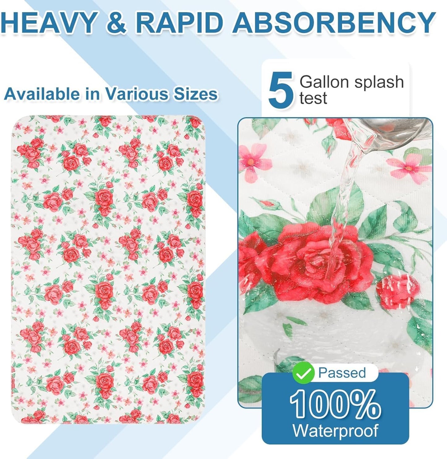 OUTCREATOR® Washable Bed Pads 56" x 34" (Pack of 2), Incontinence Mattress Protector, Anti-Slip Waterproof Underpads for Adults Kids Elderly Pets, Absorbency & Reusable Bedwetting Pads (White)