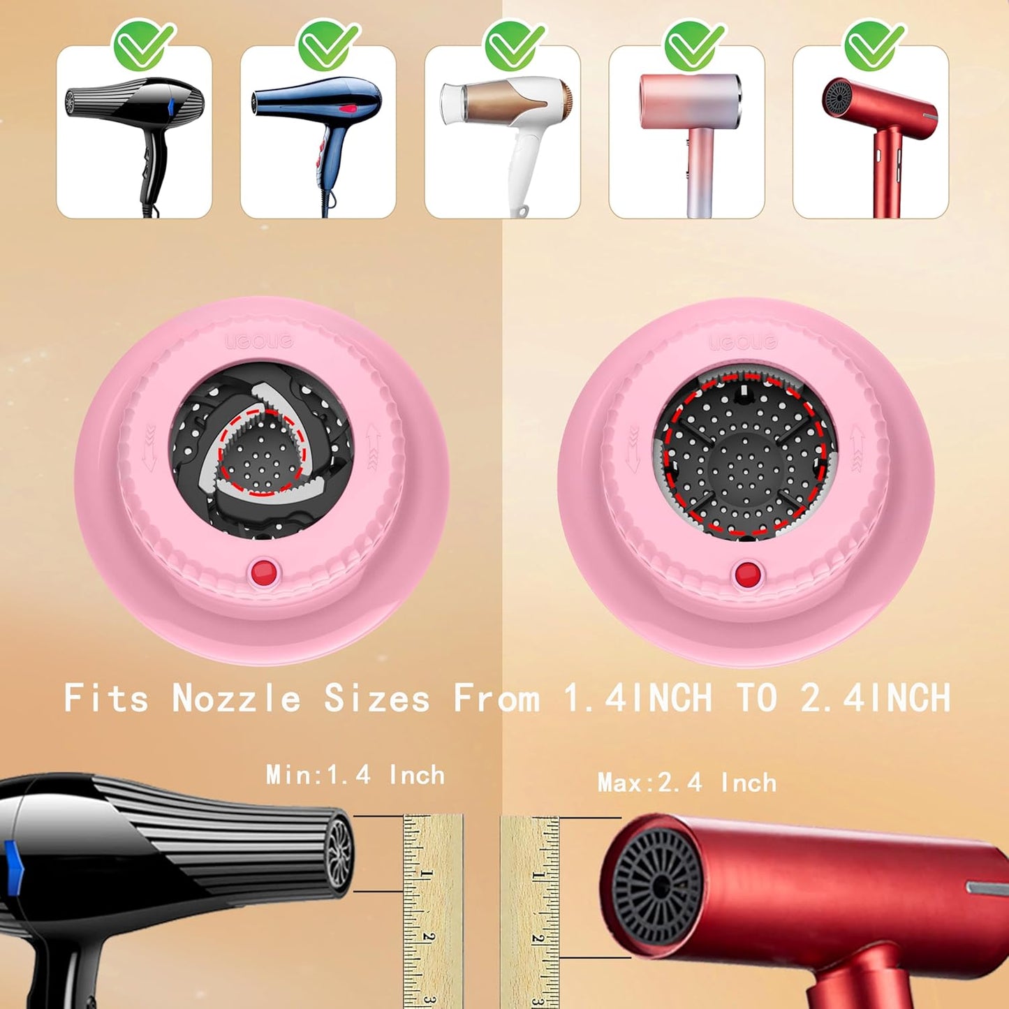 Hair Dryer Diffuser for Curly and Natural Wavy Hair,Universal Hair Diffuser,Hair Dryer Diffuser Attachment (Pink)