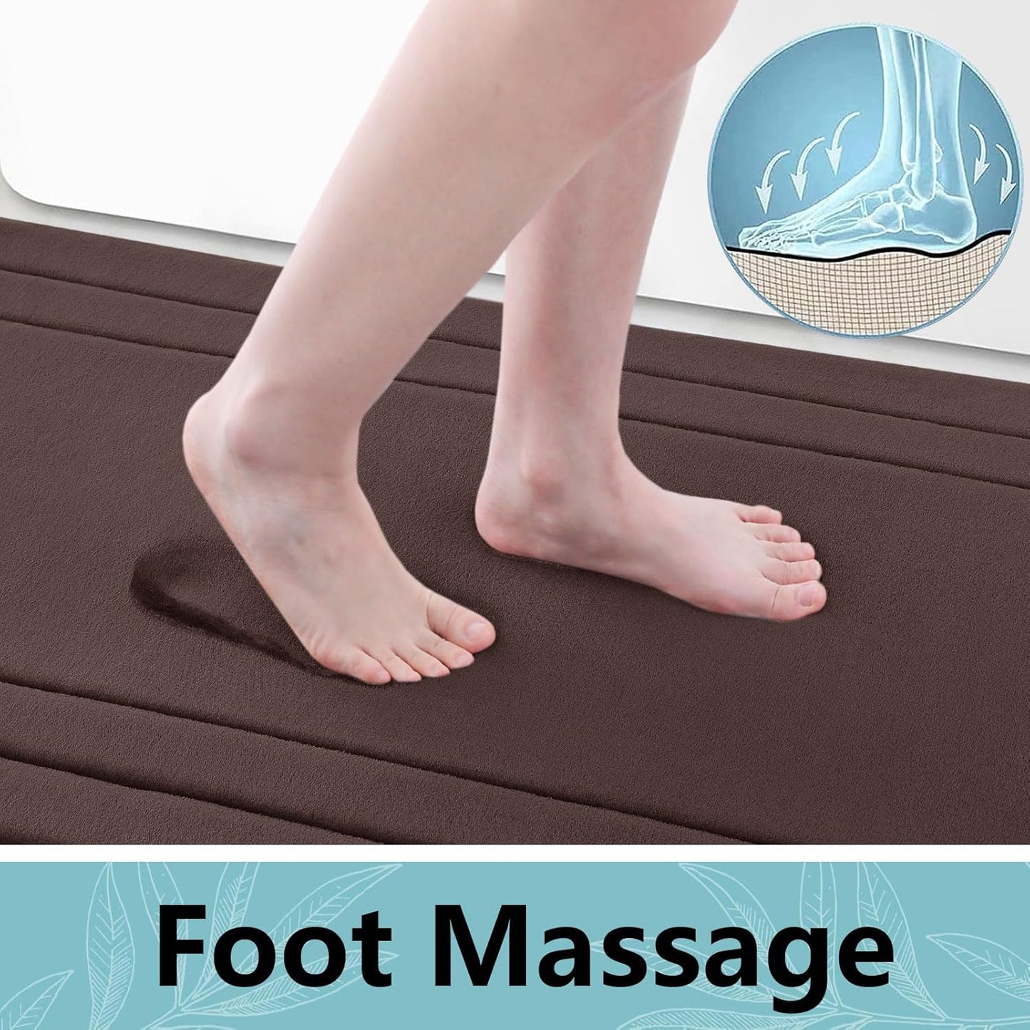 Arotive Memory Foam Bathroom Rug Mat 54x24, Ultra Soft and Absorbent Bath Mat, Machine Wash Dry, Comfortable Bath Rug Carpet for Bathroom Floor, Tub and Shower, Brown