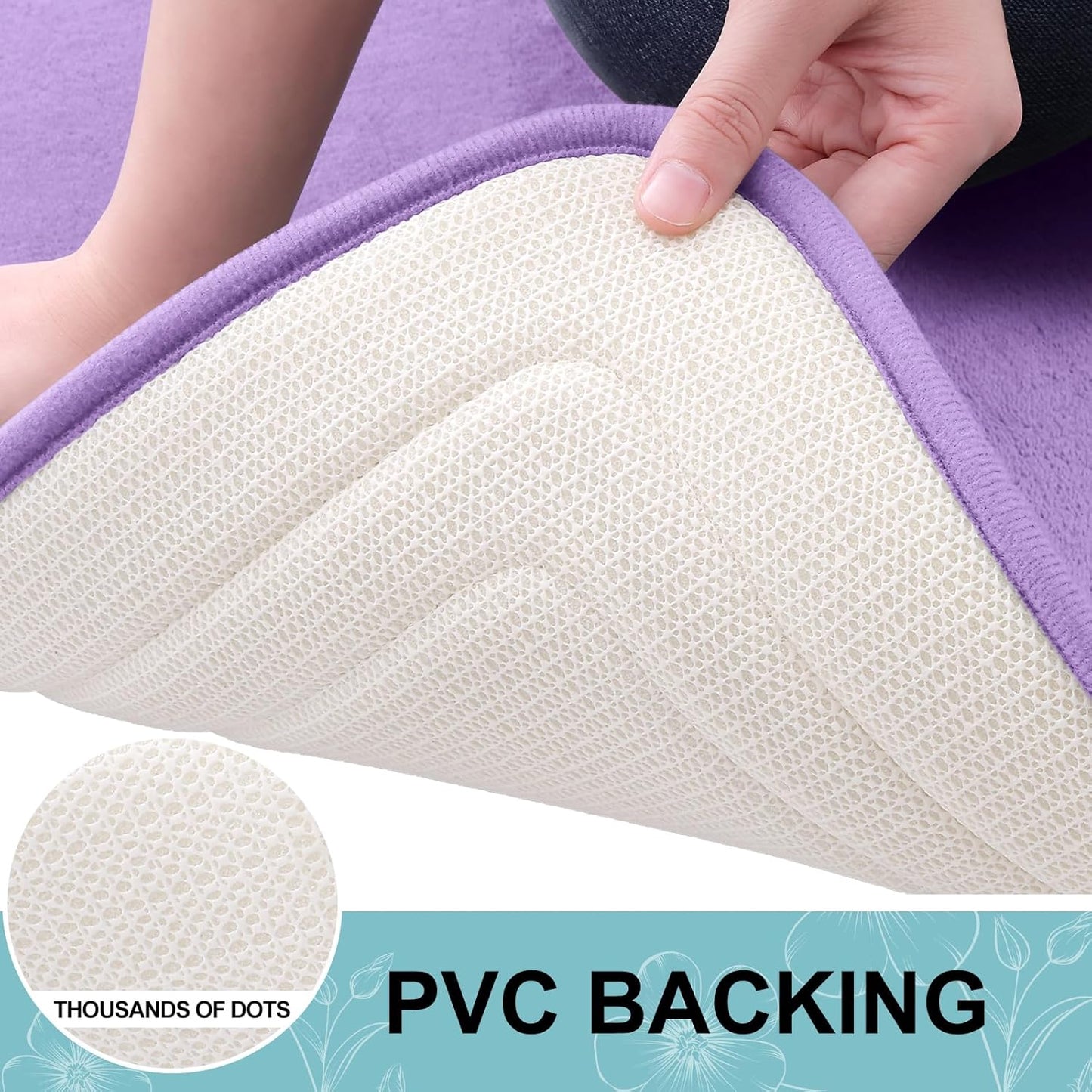 Grandaily Memory Foam Bath Mat Rug 24x16, Ultra Soft, Non-Slip and Absorbent Bathroom Rugs, Machine Wash Dry, Comfortable Bath Carpet for Bathroom Floor, Tub and Shower, Lavender