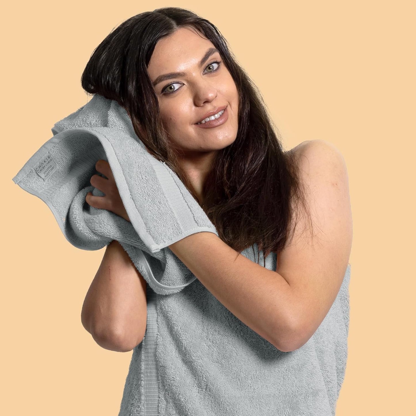 Chakir Turkish Linens | Hotel & Spa Quality 100% Cotton Premium Turkish Towels | Soft & Absorbent (6-Piece Hand Towels, Silver Gray)