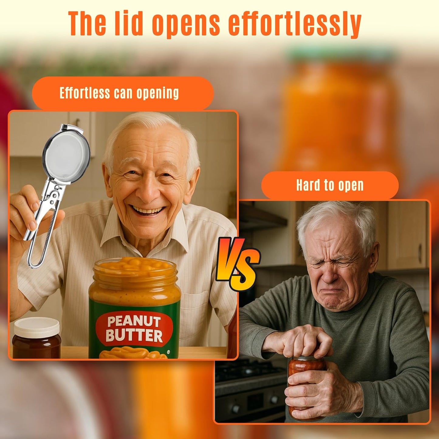 2PCS Adjustable Stainless Steel Jar Opener & 2PCS Keychain Bottle Cap Opener, Jar Openers for Seniors, Arthritis, Men, Kids, Weak Hands, Gripper Tight Lid Kitchen Gadgets