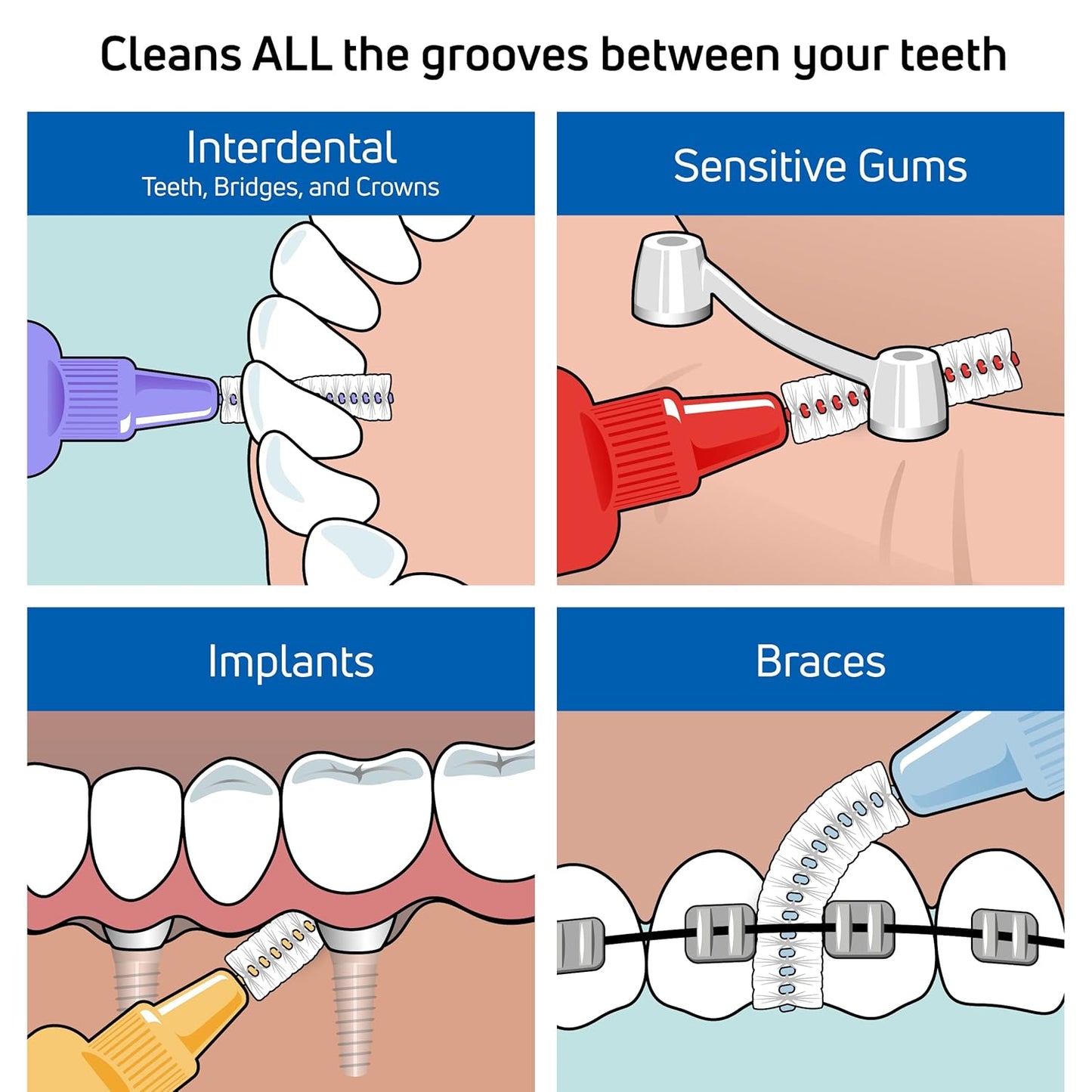 TePe Interdental Brush Extra Soft, Supersoft Dental Brush for Teeth Cleaning, Pack of 8, Multi Pack