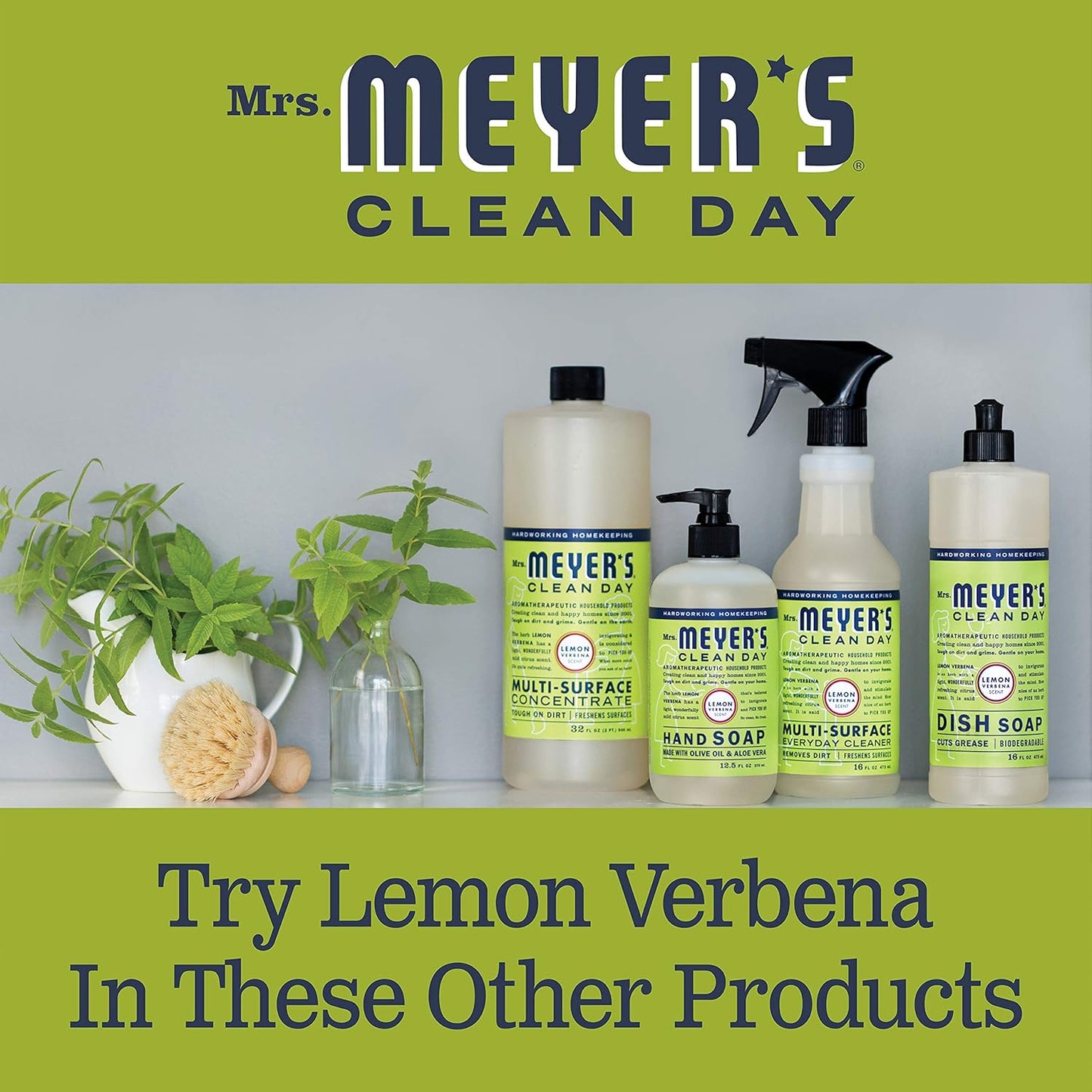 MRS. MEYER'S CLEAN DAY Room and Air Freshener Spray, Non-Aerosol Spray Bottle Infused with Essential Oils, Lemon Verbena, 8 fl. oz - Pack of 3