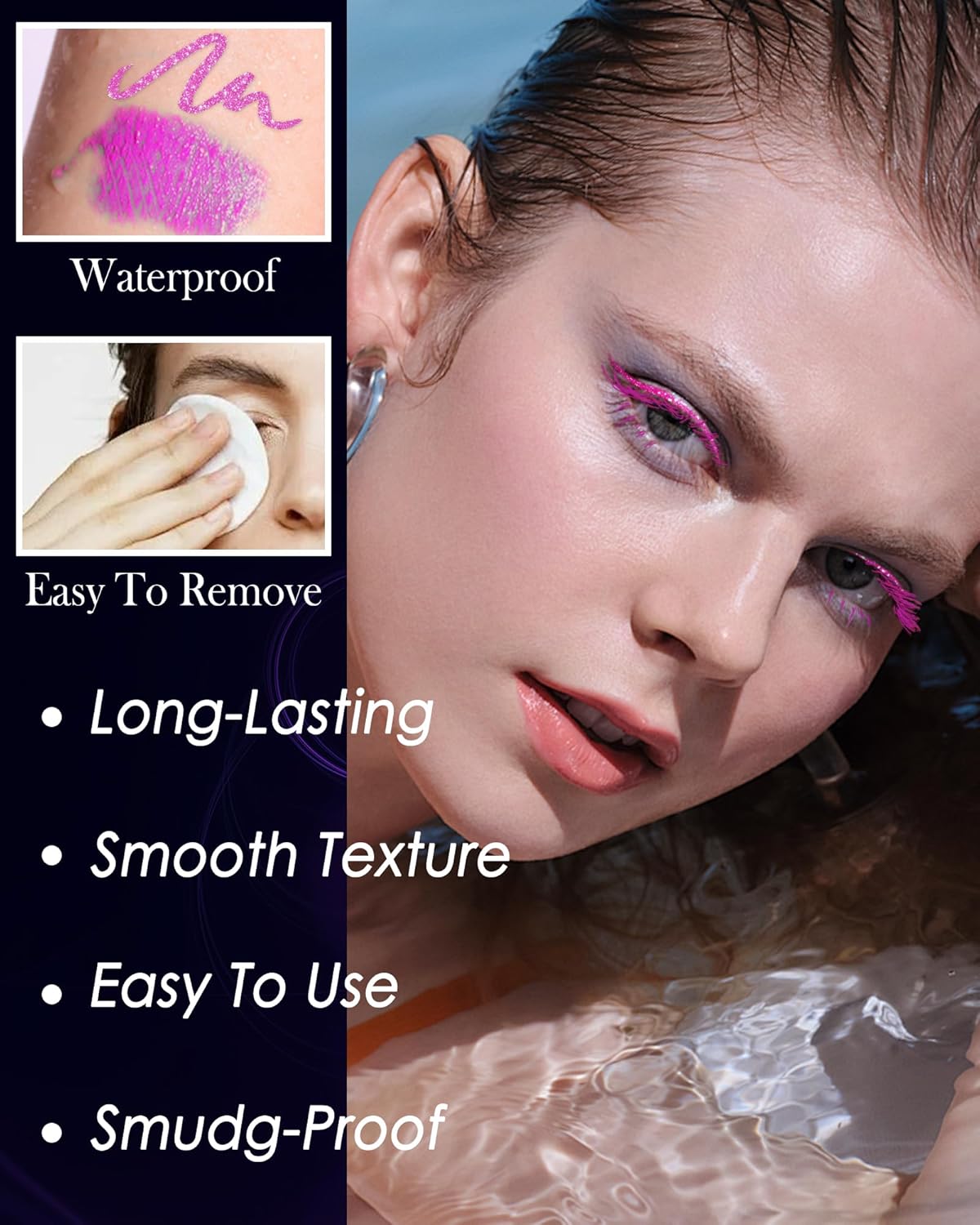 UV Neon Yellow Mascara & Eyeliner Set, Waterproof Volumizing Colored Mascara Volume and Length for Lashes Lengthening, Long Lasting Glitter Liquid Eyeliner Pencil, Halloween Glow in the Dark Makeup-07