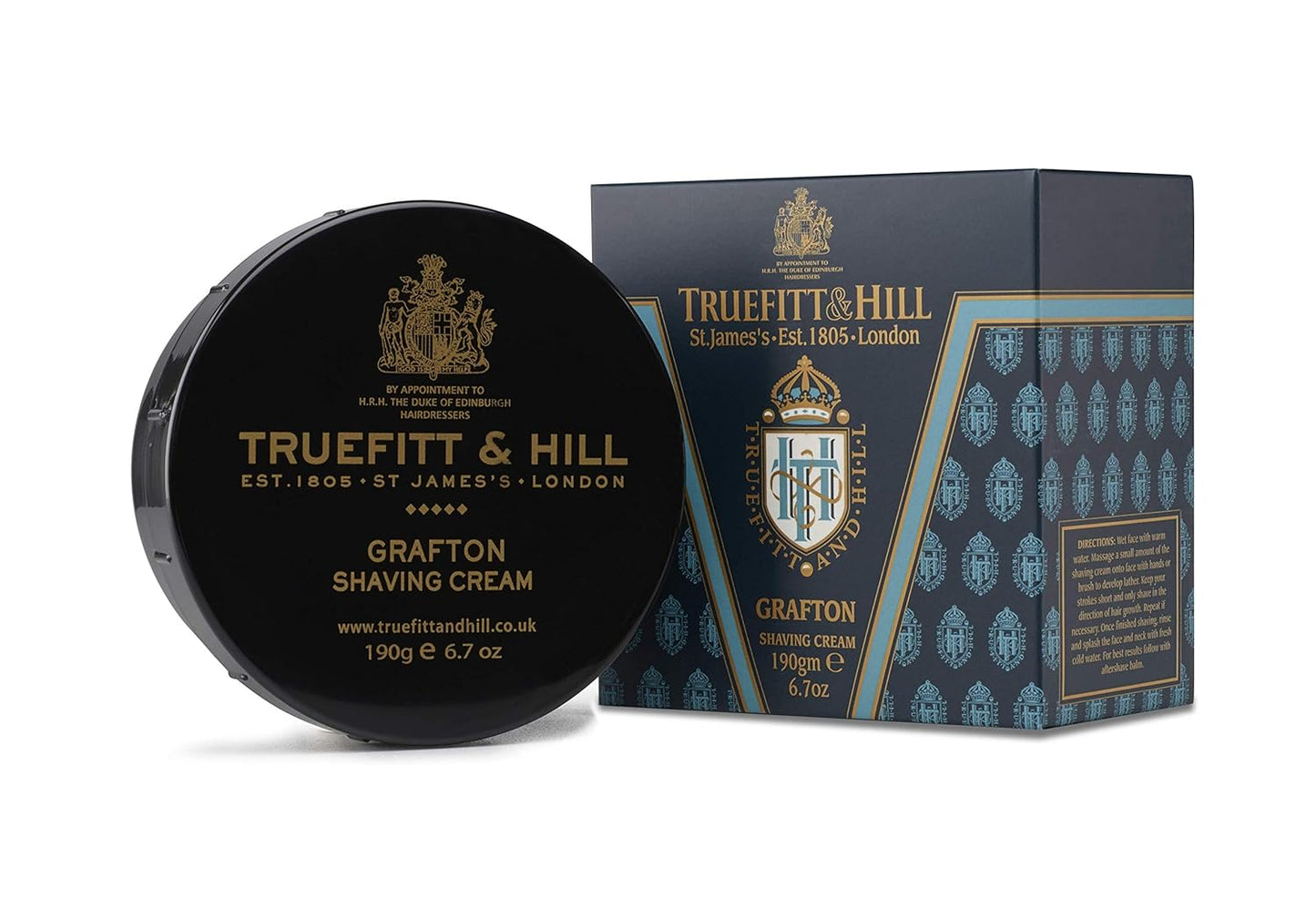 Truefitt & Hill Shaving Cream Bowl - Grafton - Premium Glycerin-Based Lather, Smooth Glide, and Hydration for a Luxurious Shave - 6.7 oz.