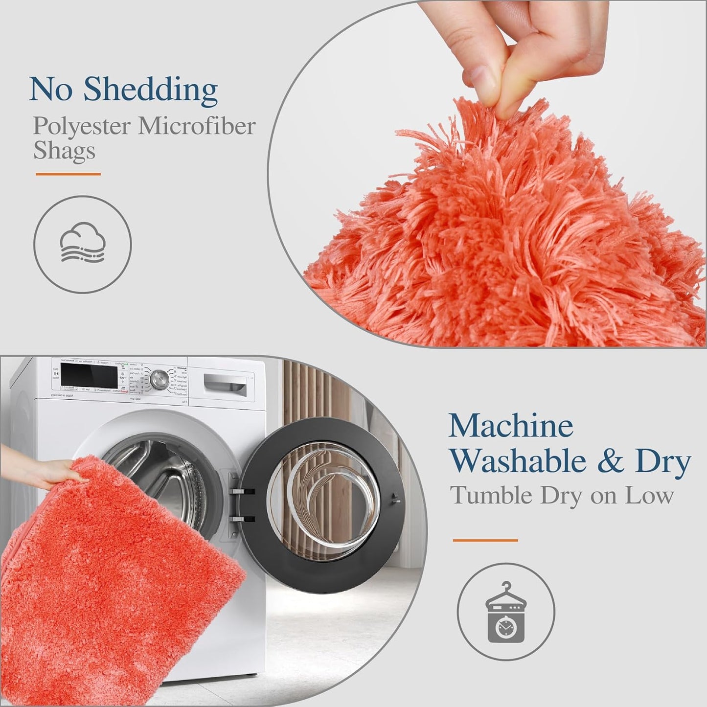 Walensee Bath Rug for Bathroom Non Slip Bathroom Mat (20 x 32, Iiving Coral) Water Absorbent Soft Microfiber Shaggy Rug Machine Washable Bath Mat Thick Plush Shower Mat