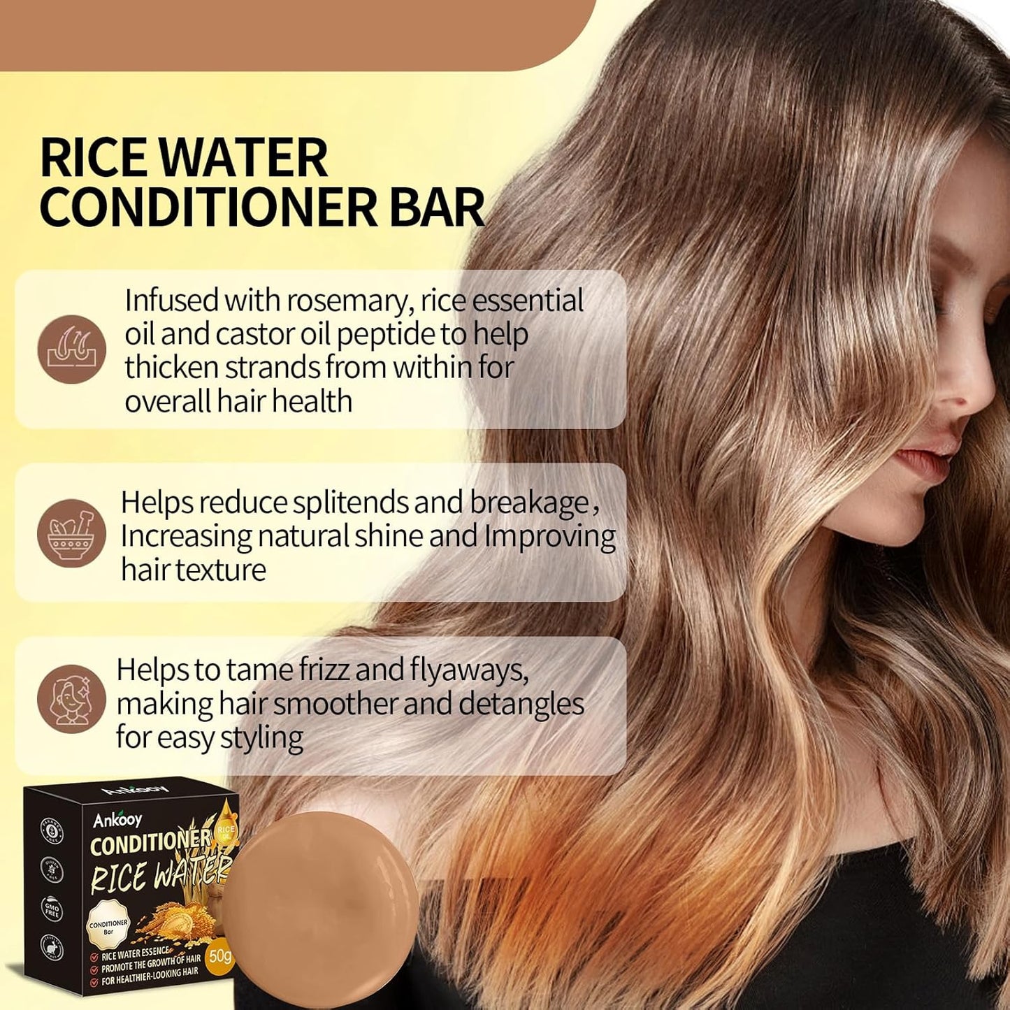 Rice Water Shampoo Bar - Dry Hair Shampoo Soap for Hair Care - Women and Mens Shampoo (Rice Water Conditioner Bar)