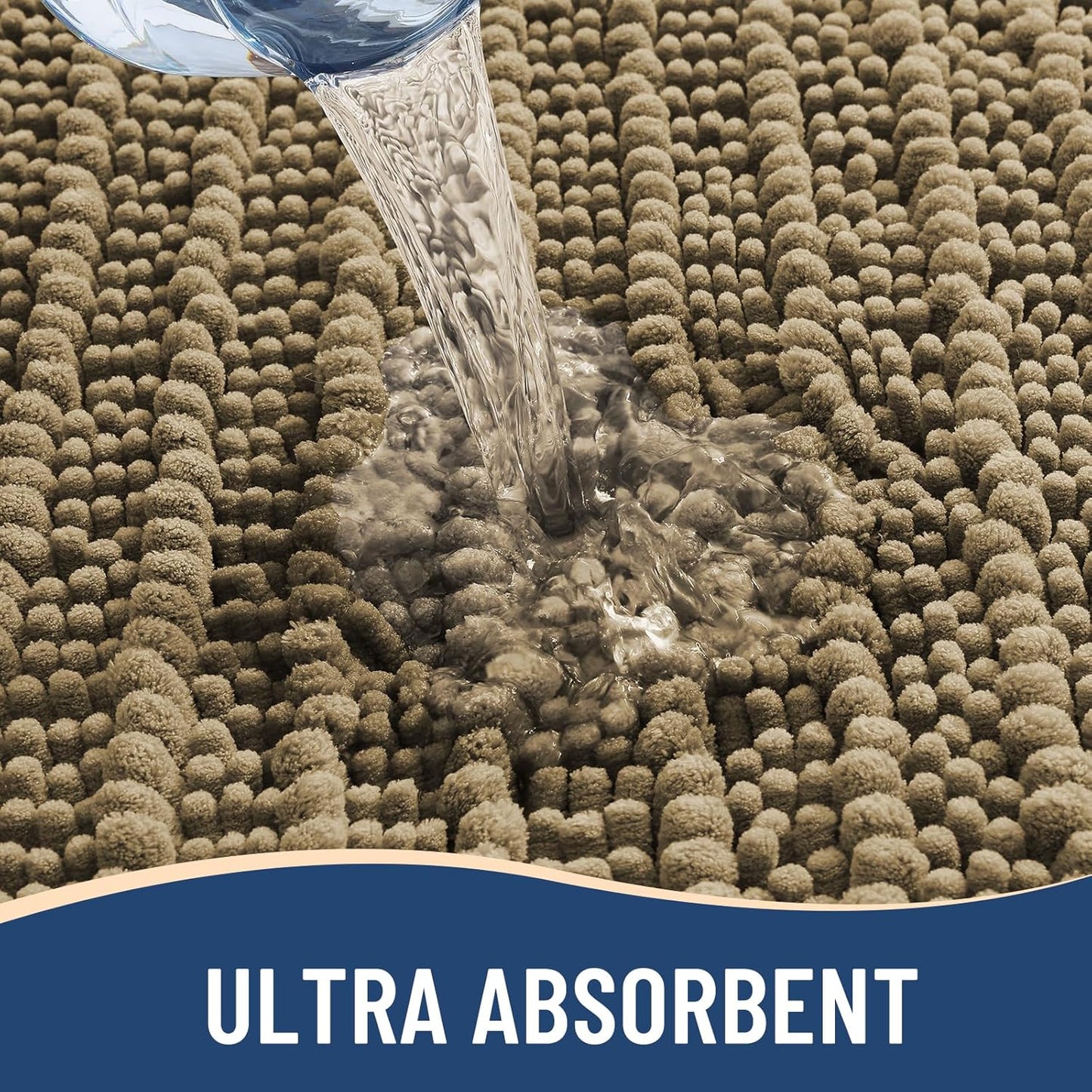 Arotive Luxury Chenille Bathroom Rug Mat, Extra Soft Thick Absorbent Shaggy Bath Rugs, Non-Slip Machine Wash Dry, Plush Bath Mats for Bathroom, Shower and Tub, 36x24, Camel