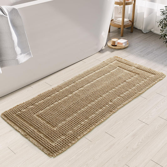 Bath Mats for Bathroom Non Slip,Waffle Luxury Bath Mat,Machine Washable Bath Mat for Shower,Ultra Soft Bathmat,Brown,19"*48"
