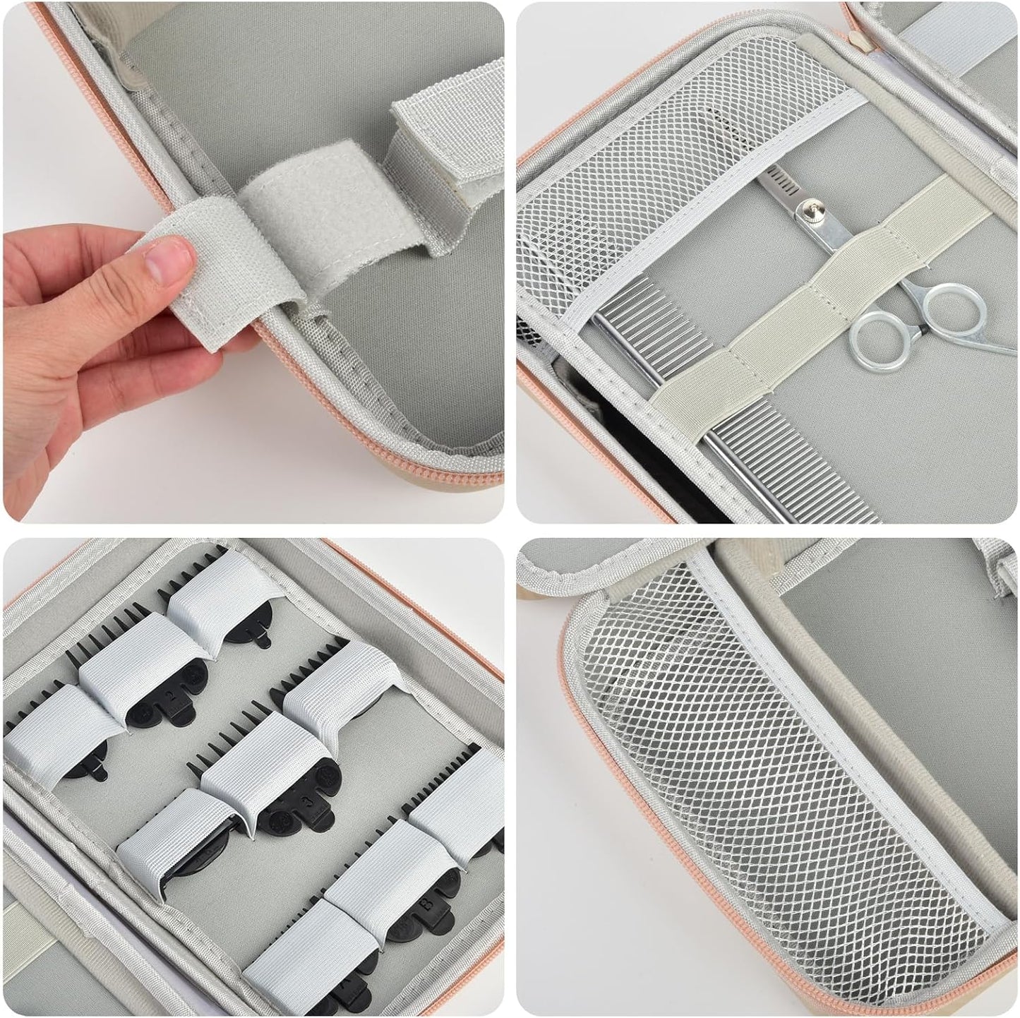 Boobowl Barber Accessories Bag for Clippers and Supplies, Mens Hair Trimmers Box, Portable Clipper Storage Holder for Hair Cutting, Guard Grooming Kit and Barbers Supplies (Bag Only)- Gold