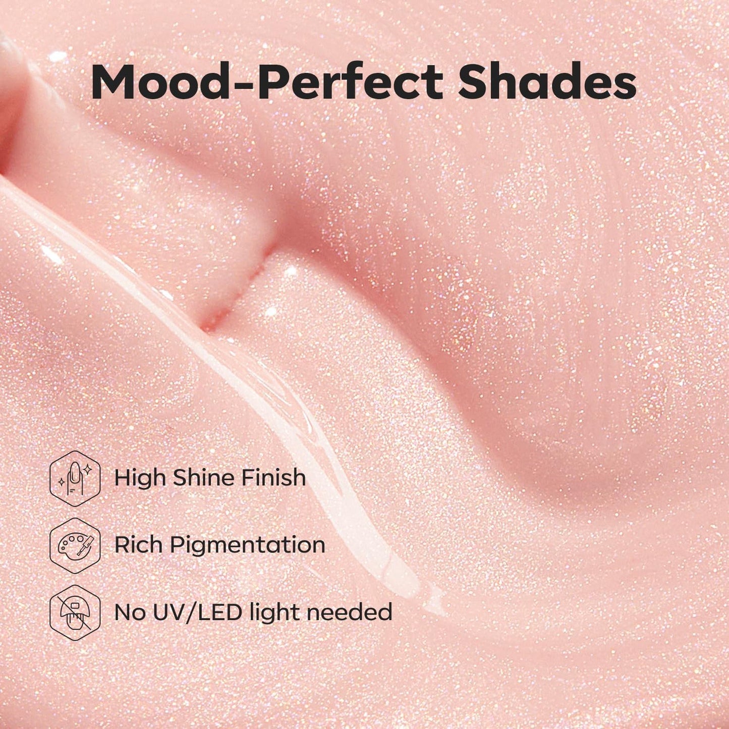 modelones Shimmer Pink Nail Polish, 15 ml Peachy Pink Iridescent Quick Dry Nail Lacquer Strengthener Long Last Shine Fingernail Toe Nail Art DIY Home Travel Manicure Gift for Women Girls 0.5 Fl Oz