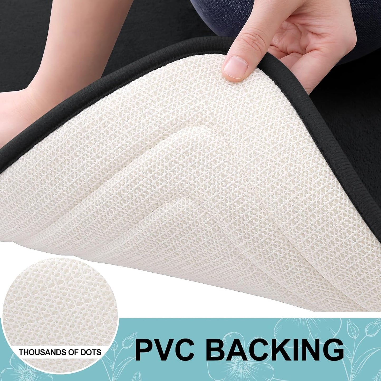 Grandaily Memory Foam Bath Mat Rug 59x24, Ultra Soft, Non-Slip and Absorbent Bathroom Rugs, Machine Wash Dry, Comfortable Bath Carpet for Bathroom Floor, Tub and Shower, Black