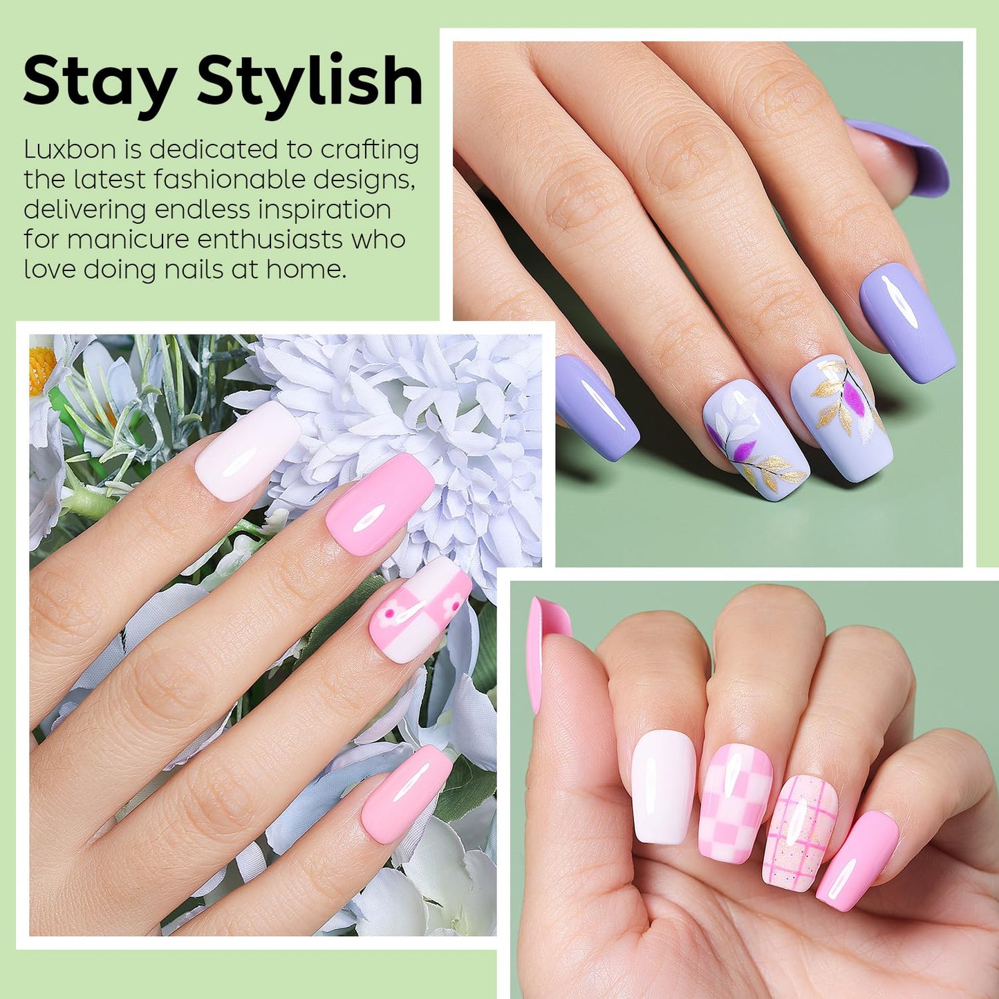 Luxbon 12 pcs Gel Nail Polish Set - Summer Color Set Long Lasting Gel Polish, uv led Soak Off Nail Art Designs Manicure Kit 005