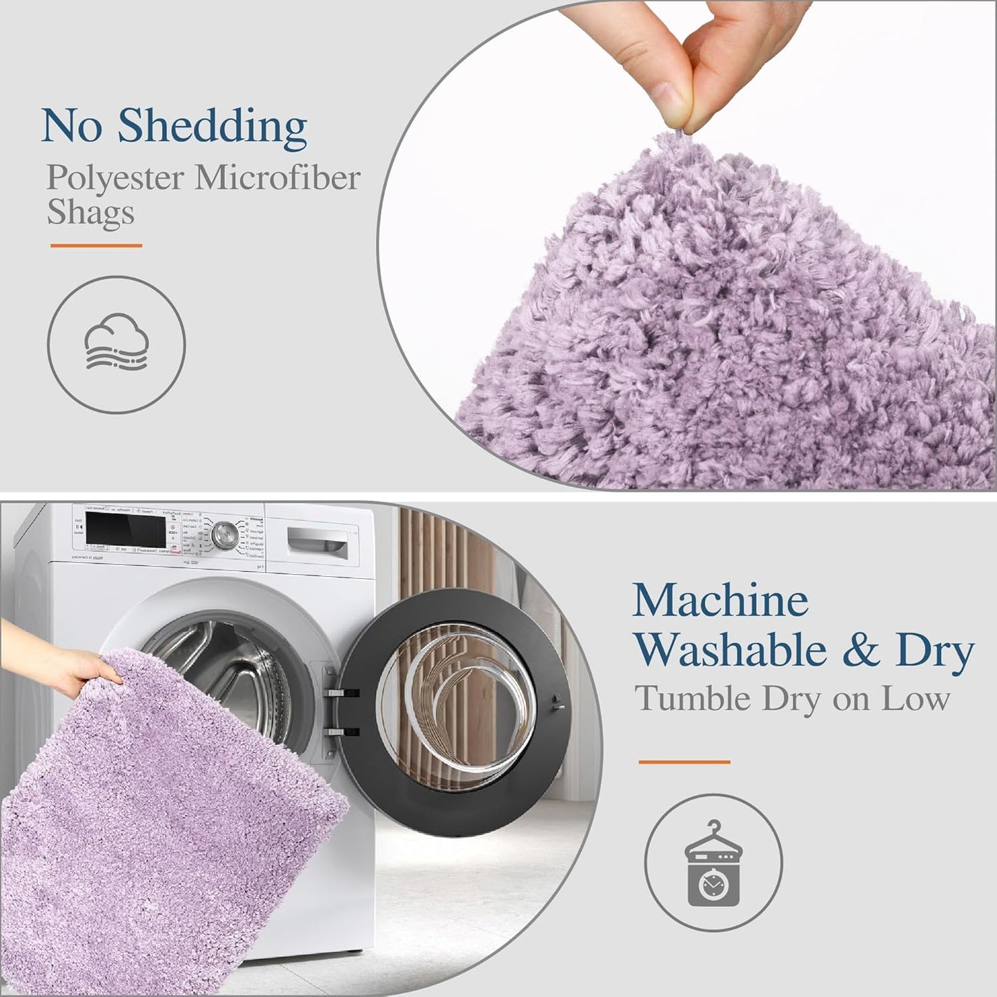 Walensee Bathroom Rug Non Slip Bath Mat for Bathroom (16 x 24, Lavender) Water Absorbent Soft Microfiber Shaggy Bathroom Mat Machine Washable Bath Rug for Bathroom Thick Plush Rugs for Shower