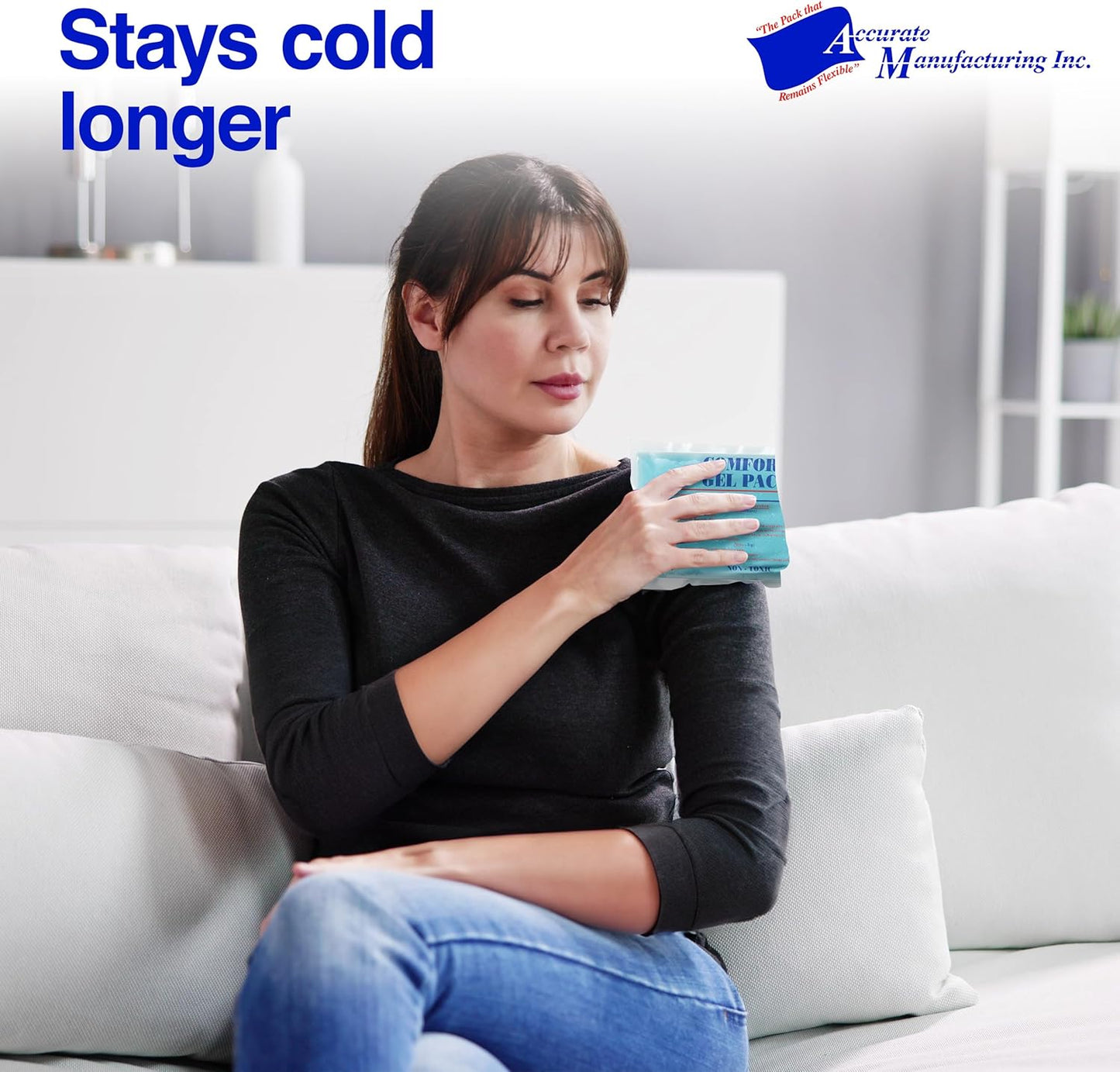 Flexible Reusable Gel Packs for Neck, Wrist, Arm, Back and Shoulder Pain Relief - Versatile Hot or Cold Gel Packs for Injuries, Sore Muscles or Toothache Pain Relief, Blue, 5" x 18", 1 Pack