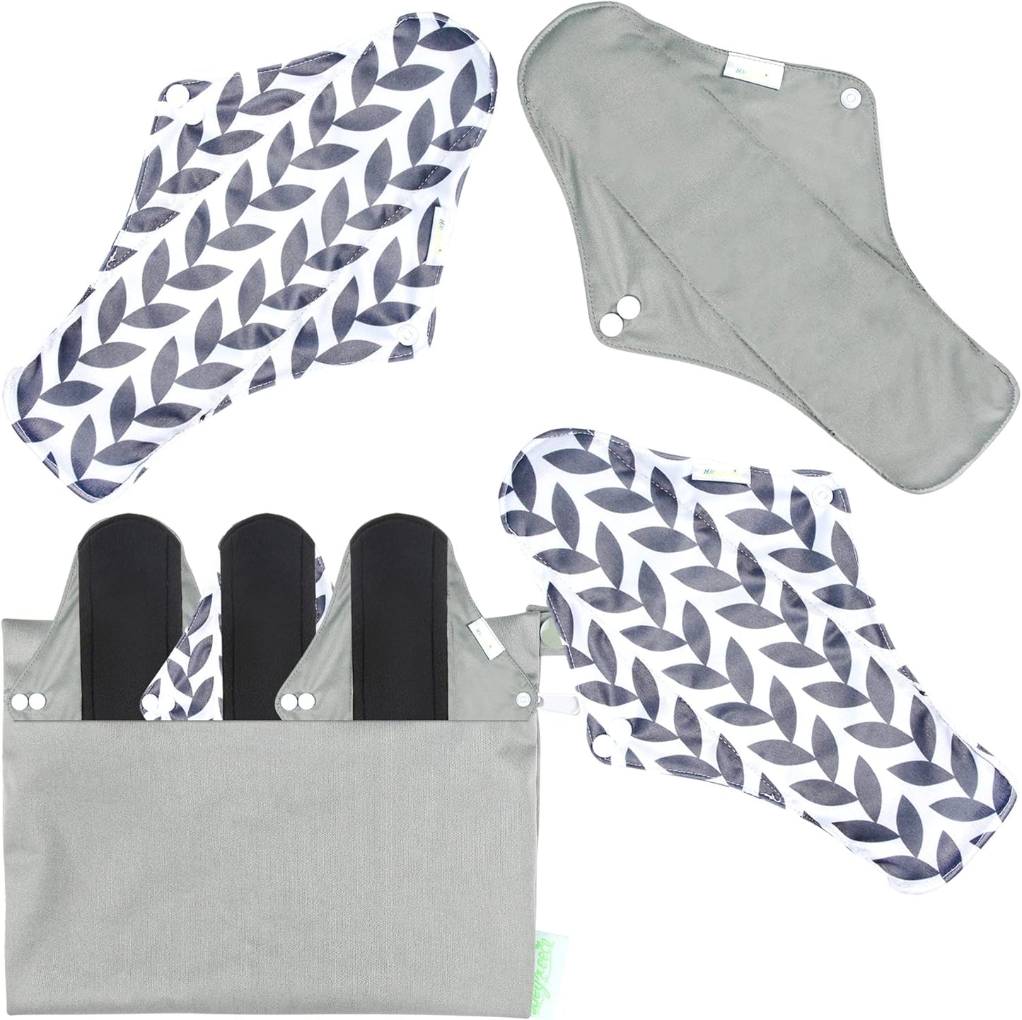 Wegreeco Reusable Menstrual Pads - Soft Cloth Sanitary Pads | Panty Liners - 6 Pack with 1 Cloth Mini Wet Bag (X-Large, Luxury)