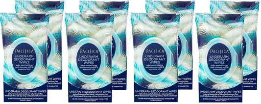 Pacifica Beauty Coconut Milk & Essential Oils Underarm Deodorant Wipes, Helps Remove Odor, Aluminum-Free, Vegan & Cruelty-Free (Pack of 8) | 240 wipes Total