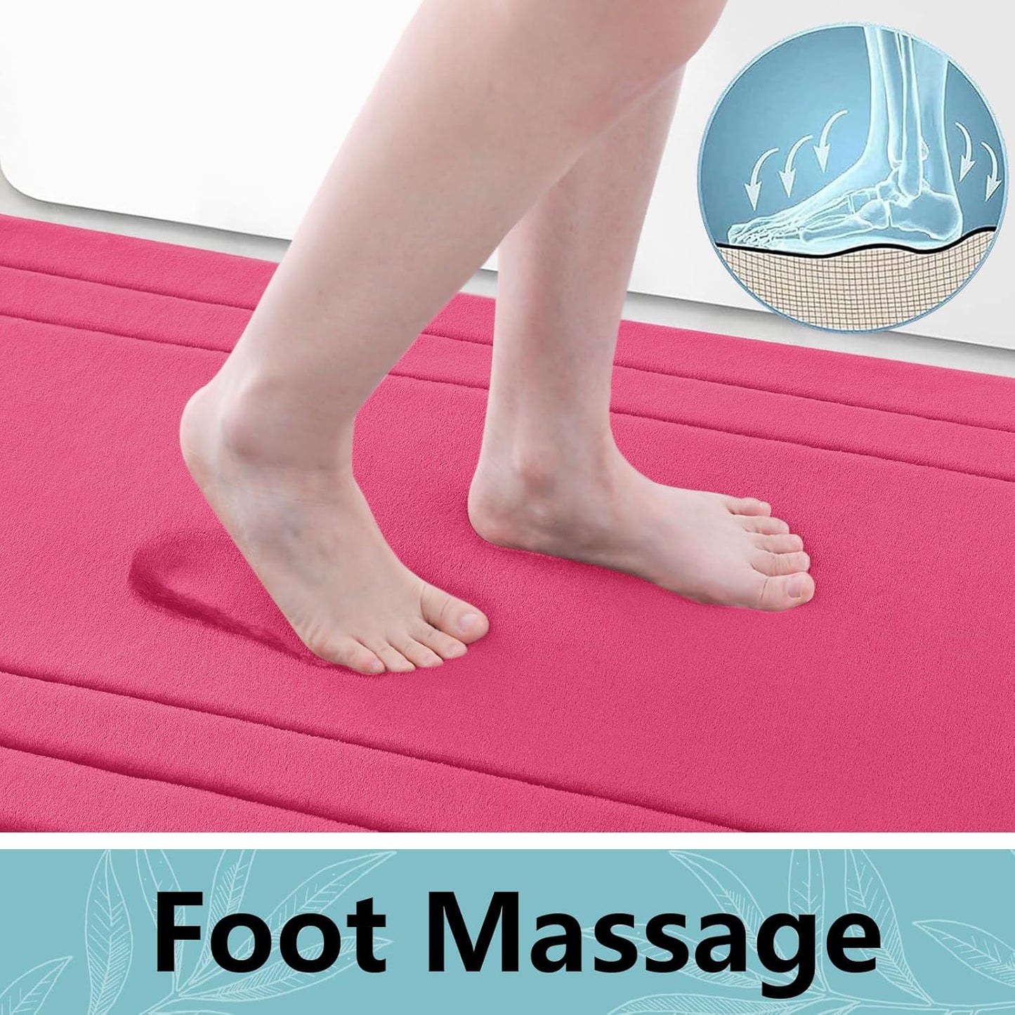 Arotive Memory Foam Bathroom Rug Mat 59x24, Ultra Soft and Absorbent Bath Mat, Machine Wash Dry, Comfortable Bath Rug Carpet for Bathroom Floor, Tub and Shower, Deep Pink