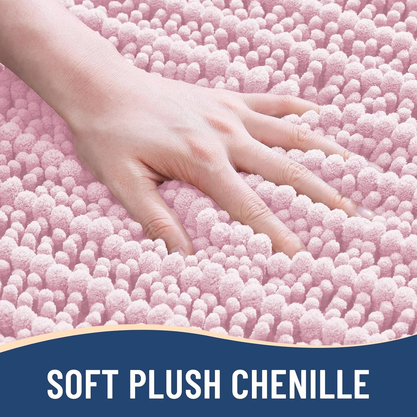 Arotive Luxury Chenille Bathroom Rug Mat, Extra Soft Thick Absorbent Shaggy Bath Rugs, Non-Slip Machine Wash Dry, Plush Bath Mats for Bathroom, Shower and Tub, 30x20, Pink