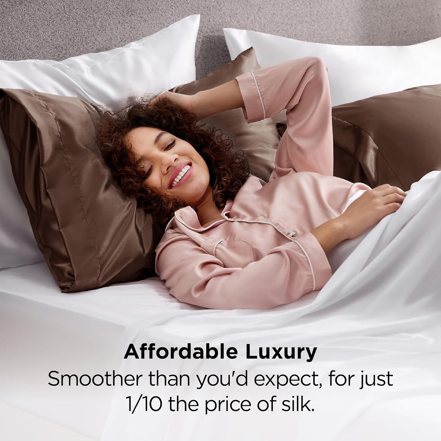 Bedsure King Size Satin Pillowcase Set of 2 - Beaver Fur Silky Pillow Cases for Hair and Skin with Envelope Closure, Similar to Silk Pillow Cases, Gifts for Women Men, 20x36 Inches, 2pcs