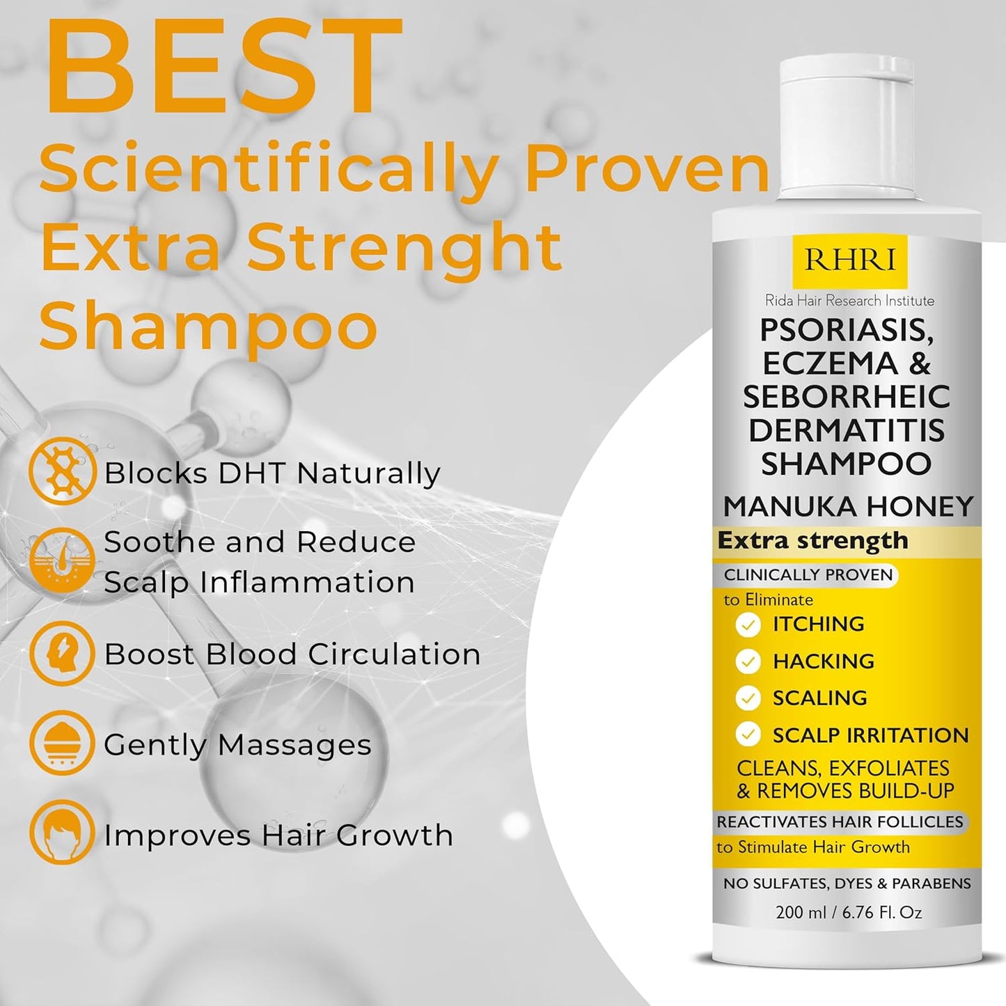 Antifungal Psoriasis Shampoo, Eczema, Seborrheic Dermatitis Shampoo | Soothes Itching, Flaking & Irritation | Repairs Scalp, Strengthens Hair, Stimulates Regrowth | Medicated Scalp Treatment