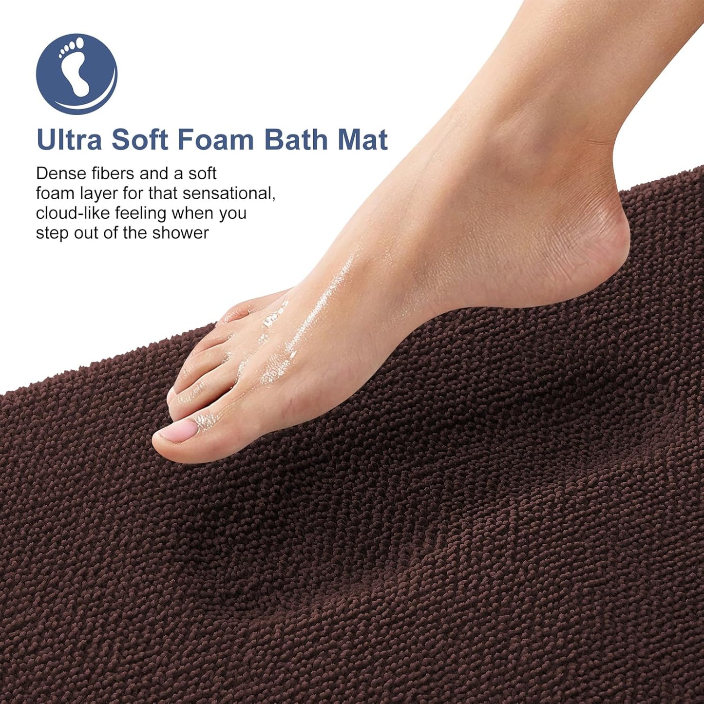 OLANLY Thick Memory Foam Bath Mat Rug 70x24, Extra Soft Absorbent Bathroom Rug, Quick Dry Bath Mats, Non-Slip, Machine Washable Carpet for Bathroom, Tub and Shower, Home Decor Accessories, Brown