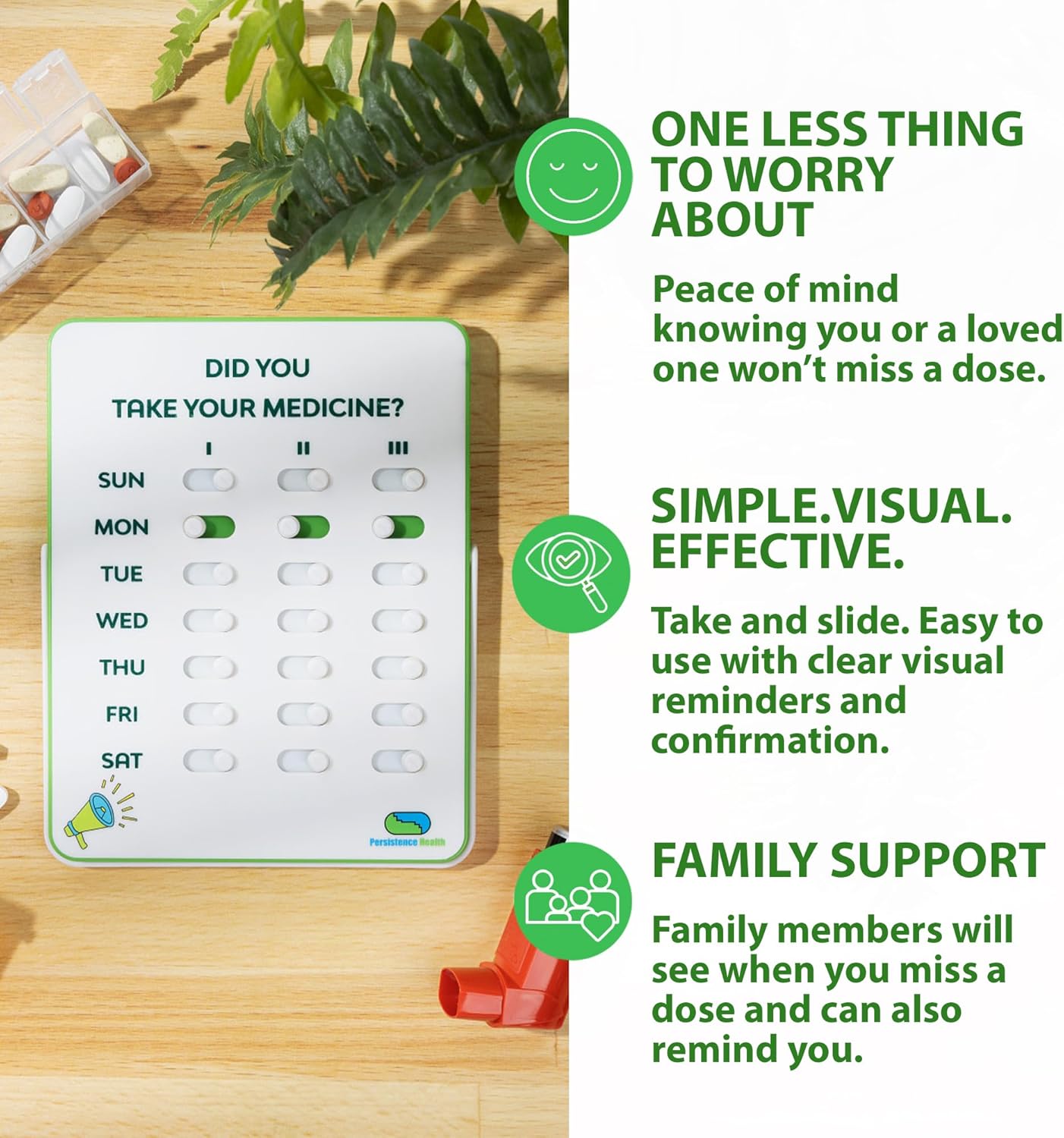 Medication Tracker & Pill Reminder | Visual Reminder Alarm | 7 Day, 3 Times a Day Medication Reminder | Take and Slide | No More Second-guessing or Double-dosing | Perfect for The Elderly