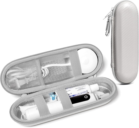 Nincha Hard Shell Electric Toothbrush Case - for Oral-B iO/Pro/Smart Series Bigger Size Travel Case Fits all Powered Toothbrushes and Accessories White