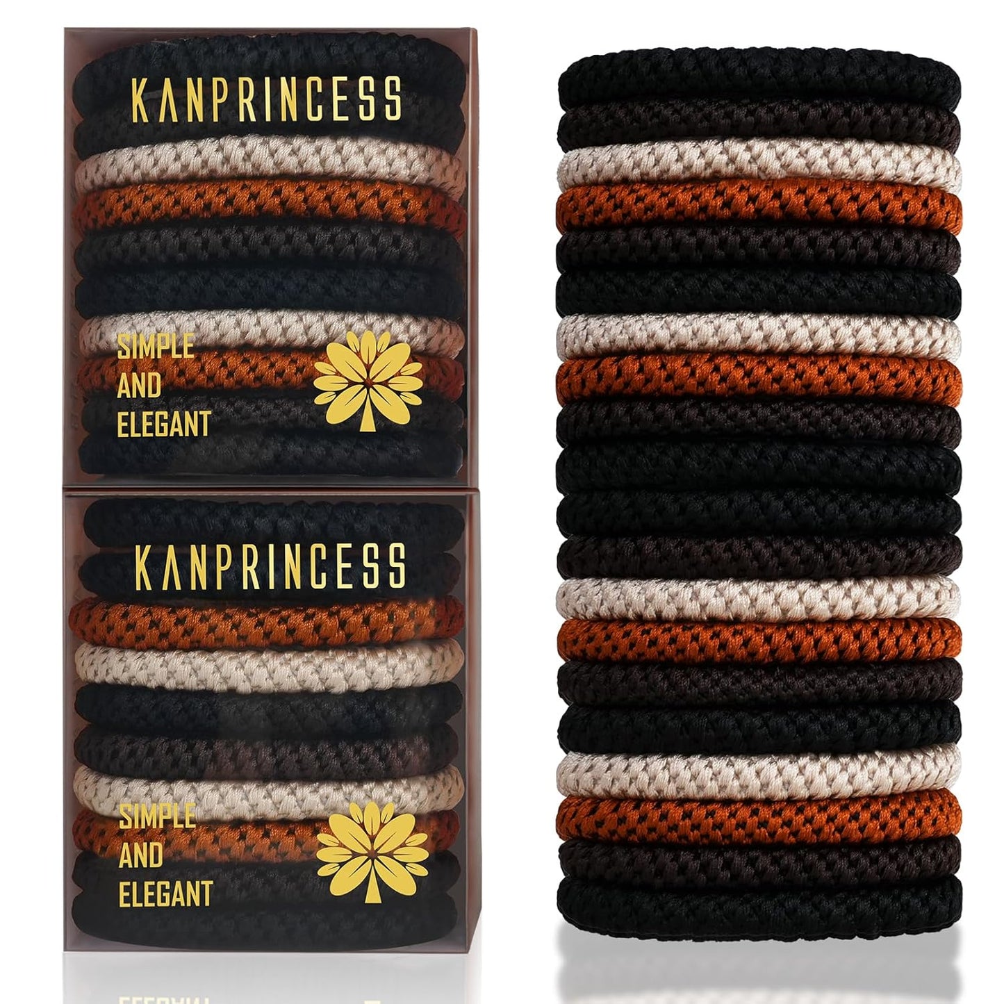 20Pcs Hair Ties For Thick Hair, Strong Stretchy Hair Bands For Women Girls, No Slip Braided Hair Ties No Damage, Ponytail Holders-Exceptionally Secure with Gentle Hold (Set 1)