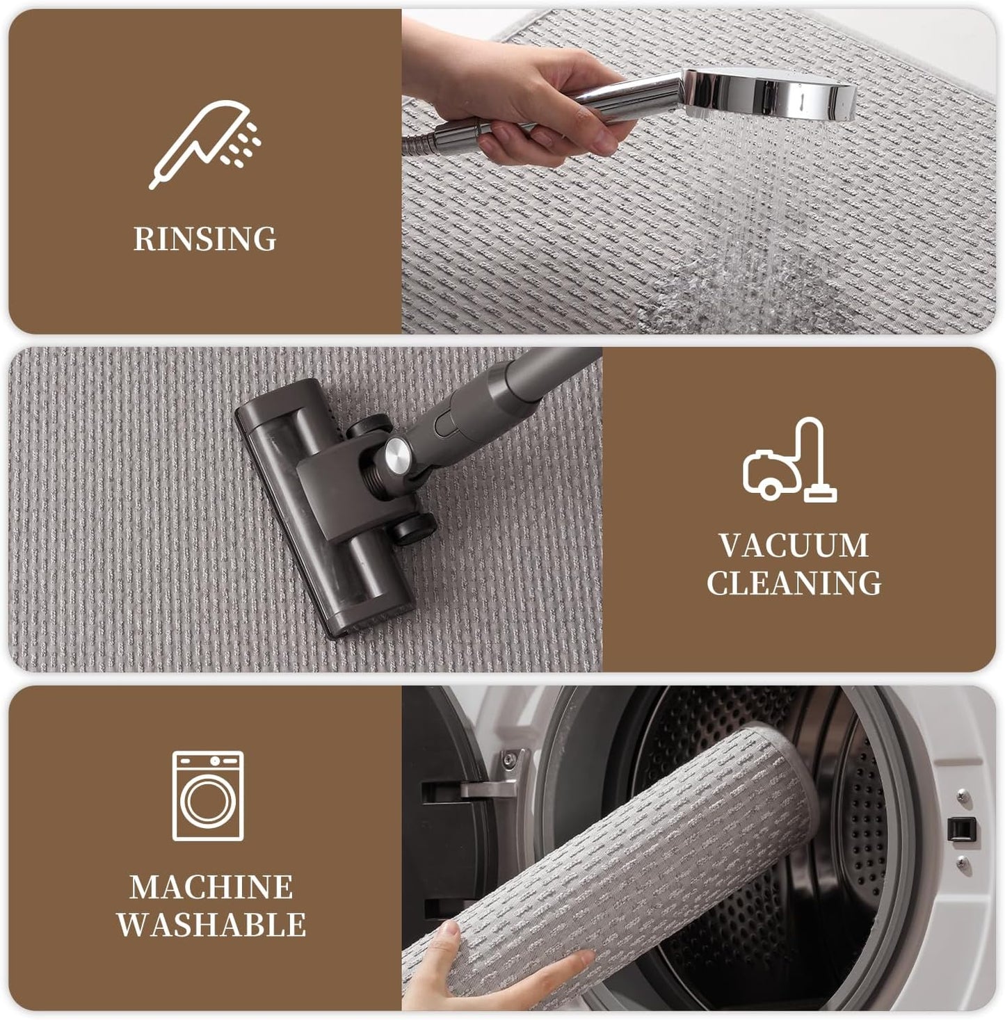 RESARE Non Slip Bath Mat - Machine Washable Bathroom Rug, Super Absorbent, Quick Dry, Ultra Soft, 24"x35", Light Grey