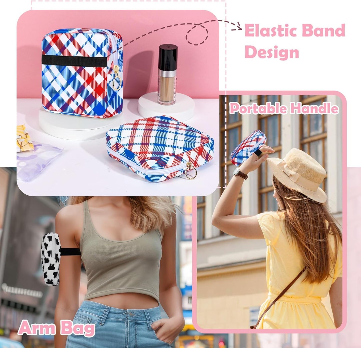 Desing Wish Period Bag Pouch Soft Cloth Sanitary Napkin Storage Bag Portable Menstrual Pad Pouches Tampon Holder for Purse First Period Kit for Girls 9-12 (Dazzling Zebra)