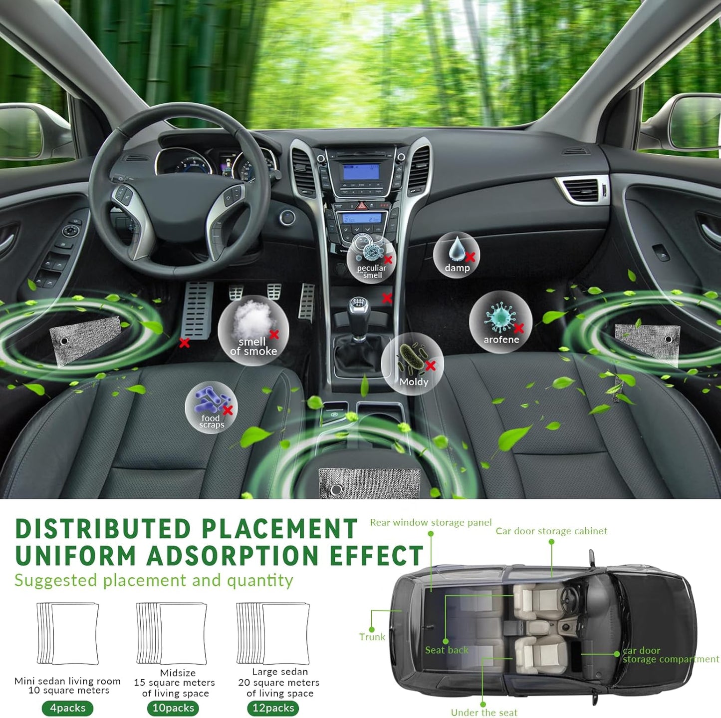 4 Pack charcoal odor absorber,Bamboo Charcoals Air Purifying Bag Charcoals Deodorizer Eliminator for Strong Odors in Car, Closet, Shoe, Basement (100G*4 Pack Gray-4, Unscented)