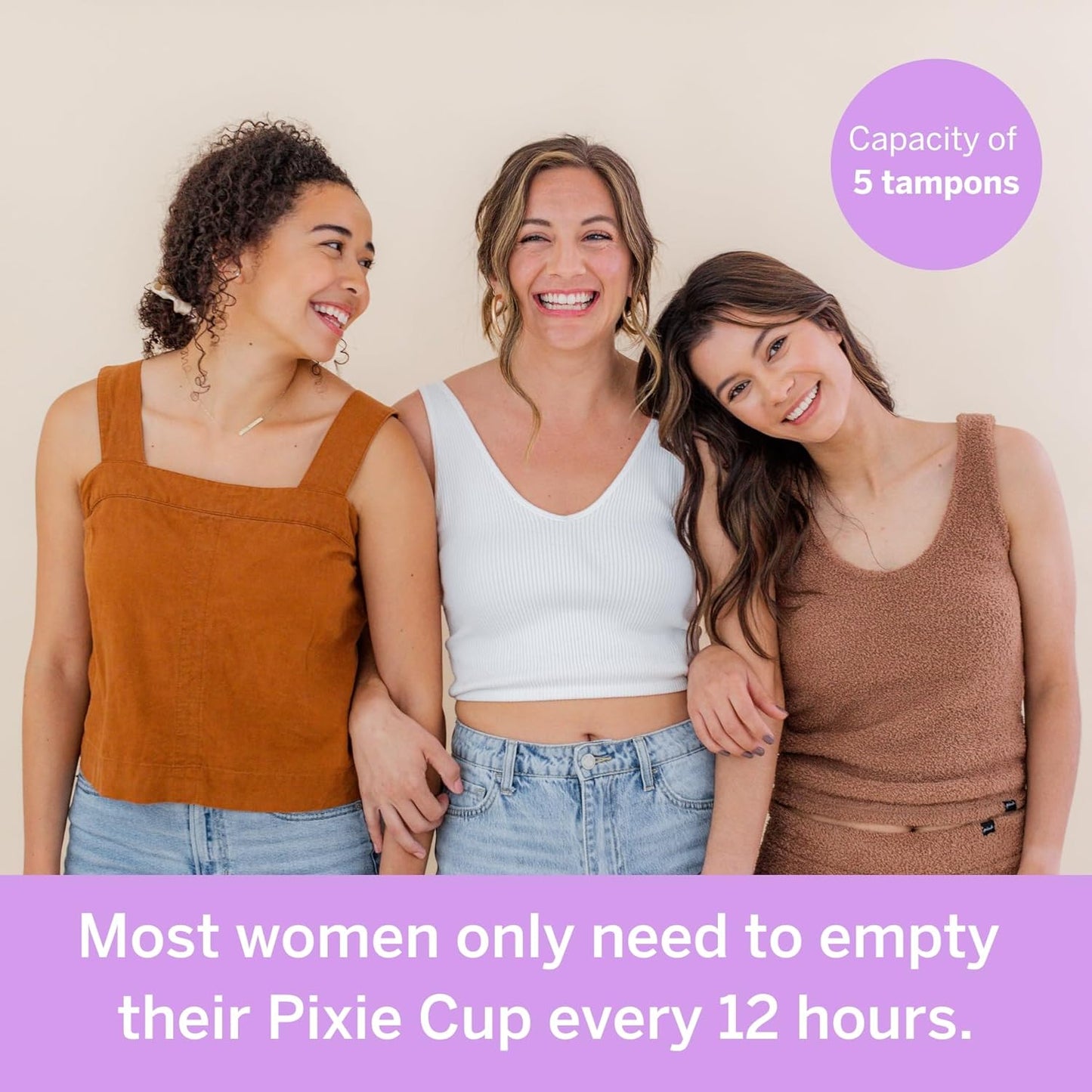 Pixie Menstrual Cup - No Metals or Toxins - Ranked 1 for The Most Soft Reusable Period Cup - Wear 12 Hours - 100% Medical-Grade Silicone - Tampon Alternative (Purple, Large)