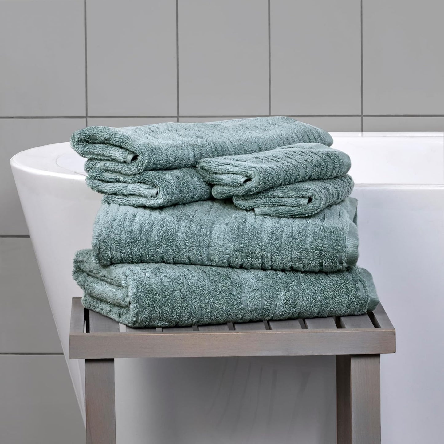 SKL Home CloudSoft Cotton Luxury 6 Pc Towel Set for Bath & Gift, Teal