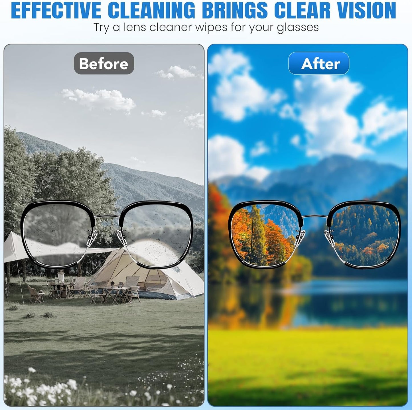 VOISEN Lens Wipes for Eyeglasses,450 Pack Eye Glasses Cleaner Wipes,Pre-Moistened Individually Wrapped Lens Wipes,Non-Scratching Non-Streaking,Safe for Eyeglasses, Goggles, Camera Lens, Phone