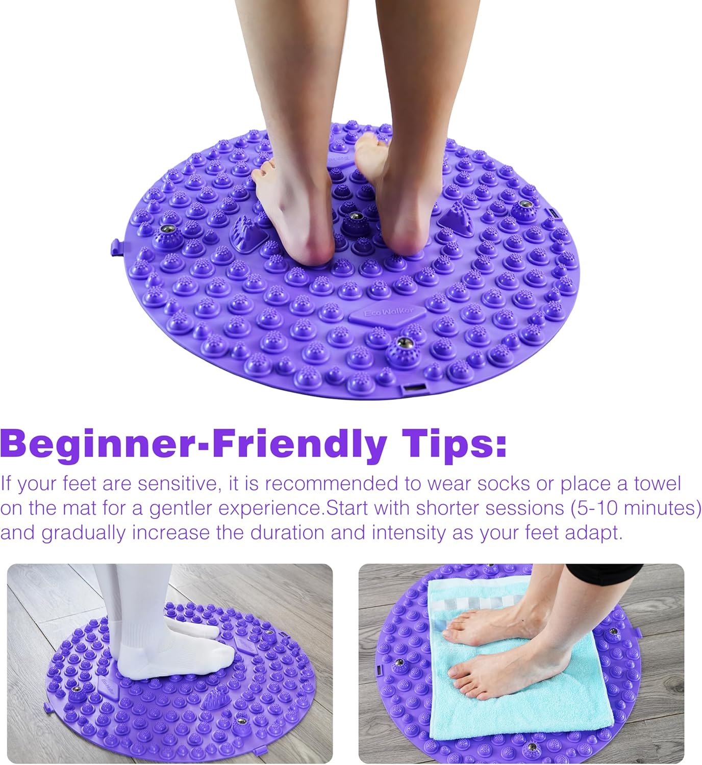 Multi-Purpose Foot Massage Mat with Reflexology Nodes & Magnetic Therapy, Relieve Stress, Improve Circulation, and Enhance Relaxation (Grey)