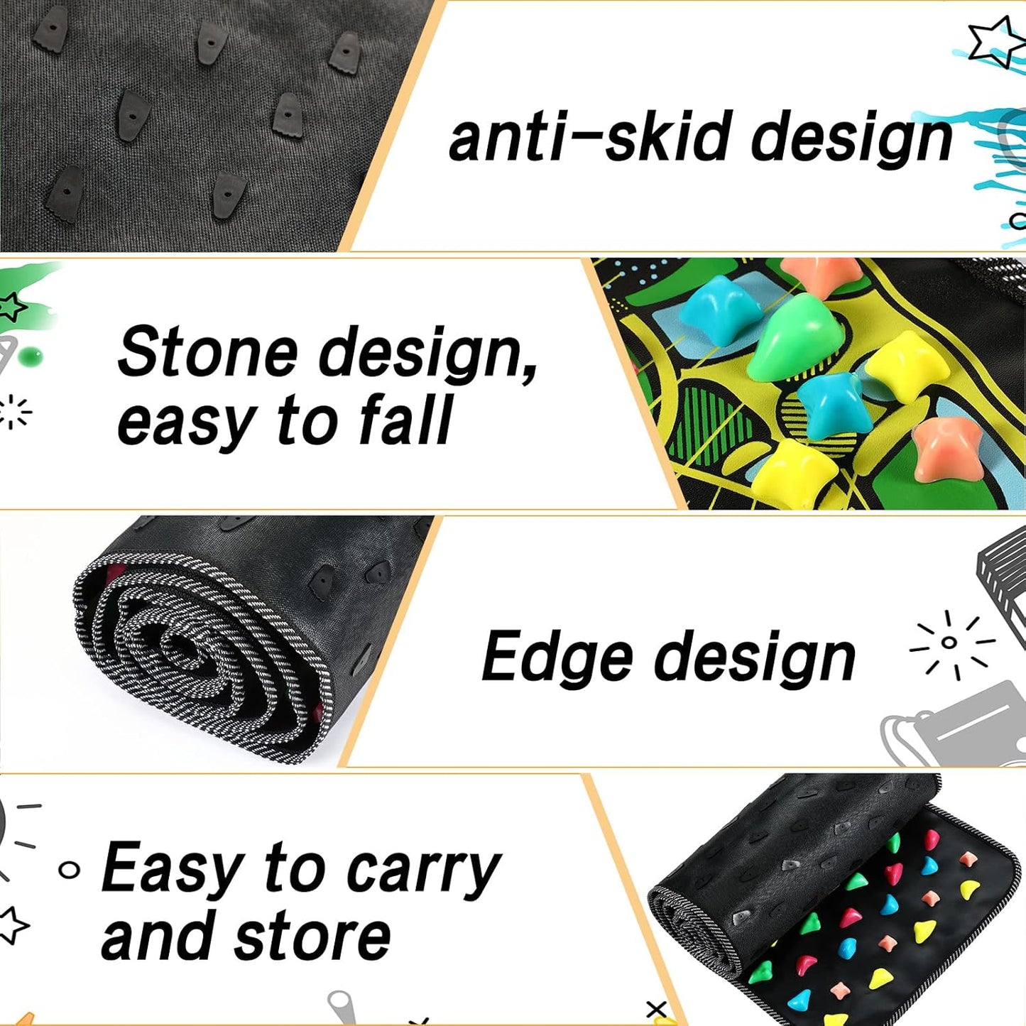 BBTO Foot Massage Mat Reflexology Walk Stone Road for Acupressure Foot Massage Acupoint Mat for Long Sitting Elderly Students and Office Workers(68.9 x 13.78 Inches)