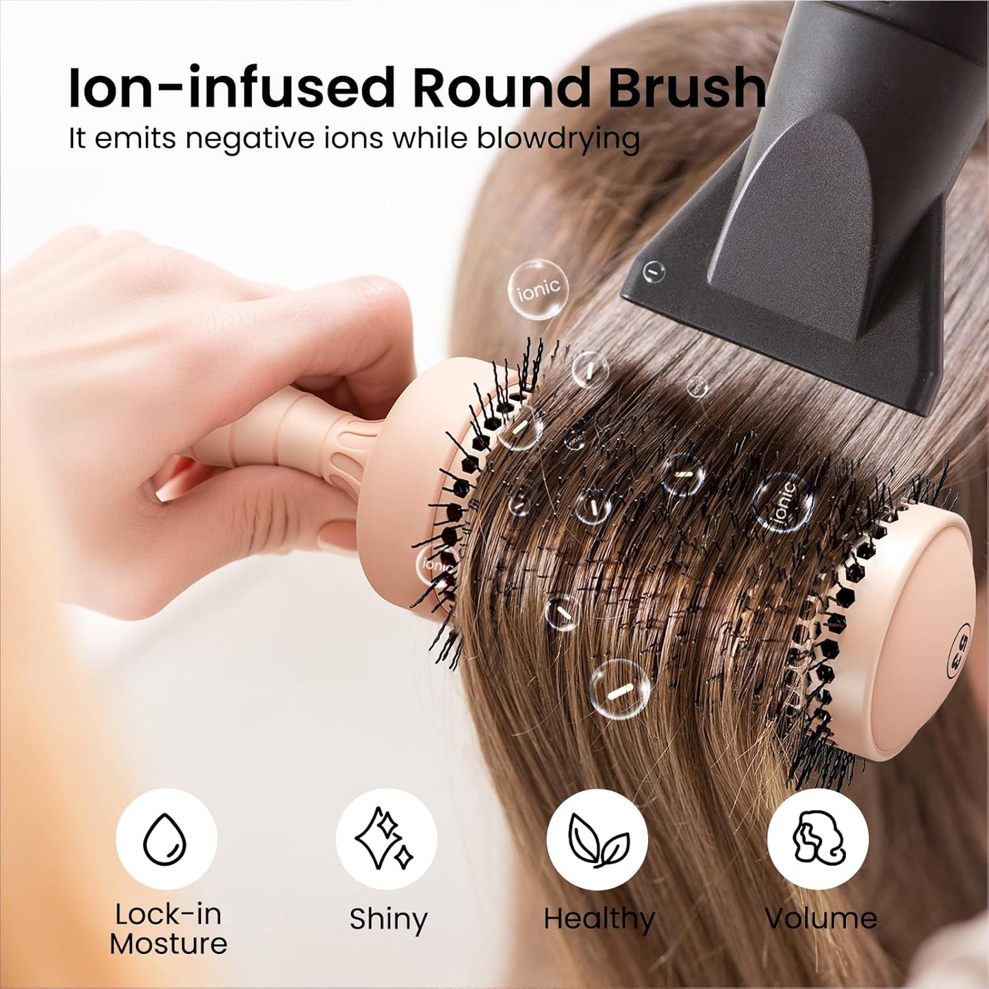 AIMIKE Round Hair Brush, 2.1 inch Nano Ion Thermal Ceramic Tech, Large Round Brush for Blow Drying & Styling, Maximum Volume and Shine, Barrel 2.1 inch, for Thick Curly Hair, Unisex