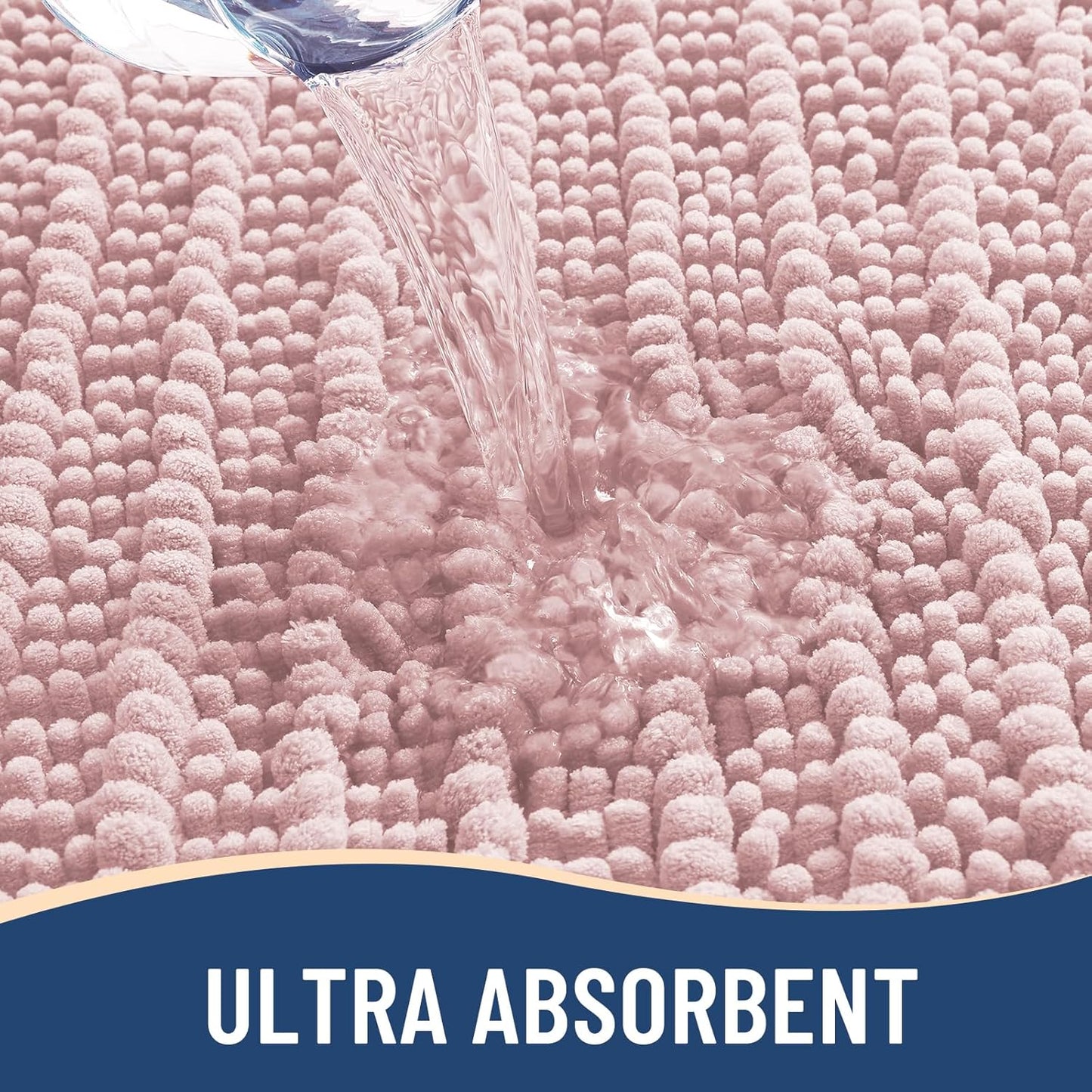 Arotive Luxury Chenille Bathroom Rug Mat, Extra Soft Thick Absorbent Shaggy Bath Rugs, Non-Slip Machine Wash Dry, Plush Bath Mats for Bathroom, Shower and Tub, 24x16, Dirty Pink