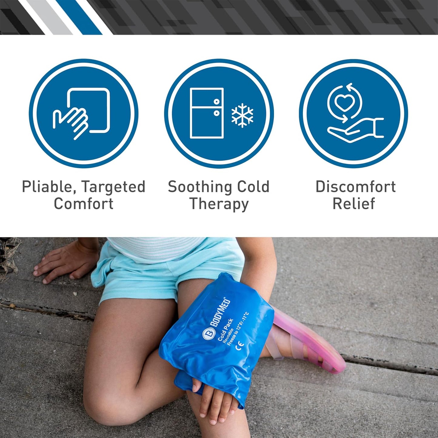 BodyMed Reusable Vinyl Ice Pack (2-Pack) for Knee, Arm, Elbow, Shoulder, Back - Professional Grade Cold Therapy for Injuries, Aches, Swelling, Bruises, Sprains - 21 in. x 13 in. (Oversize)