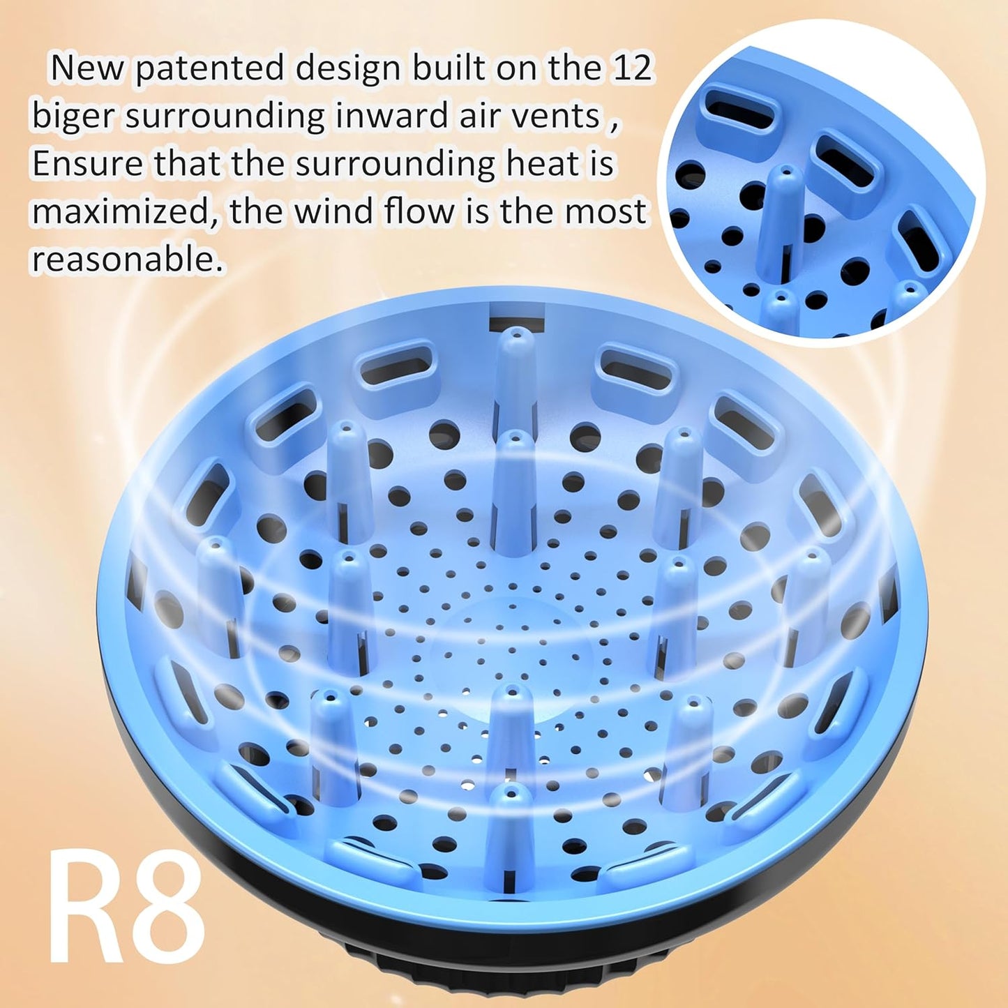 Universal Portable Blow Dryer Diffuser for Curly and Natural Wavy Hair, Hair Dryer Diffuser for Curly and Natural Wavy Hair (Black&Blue)