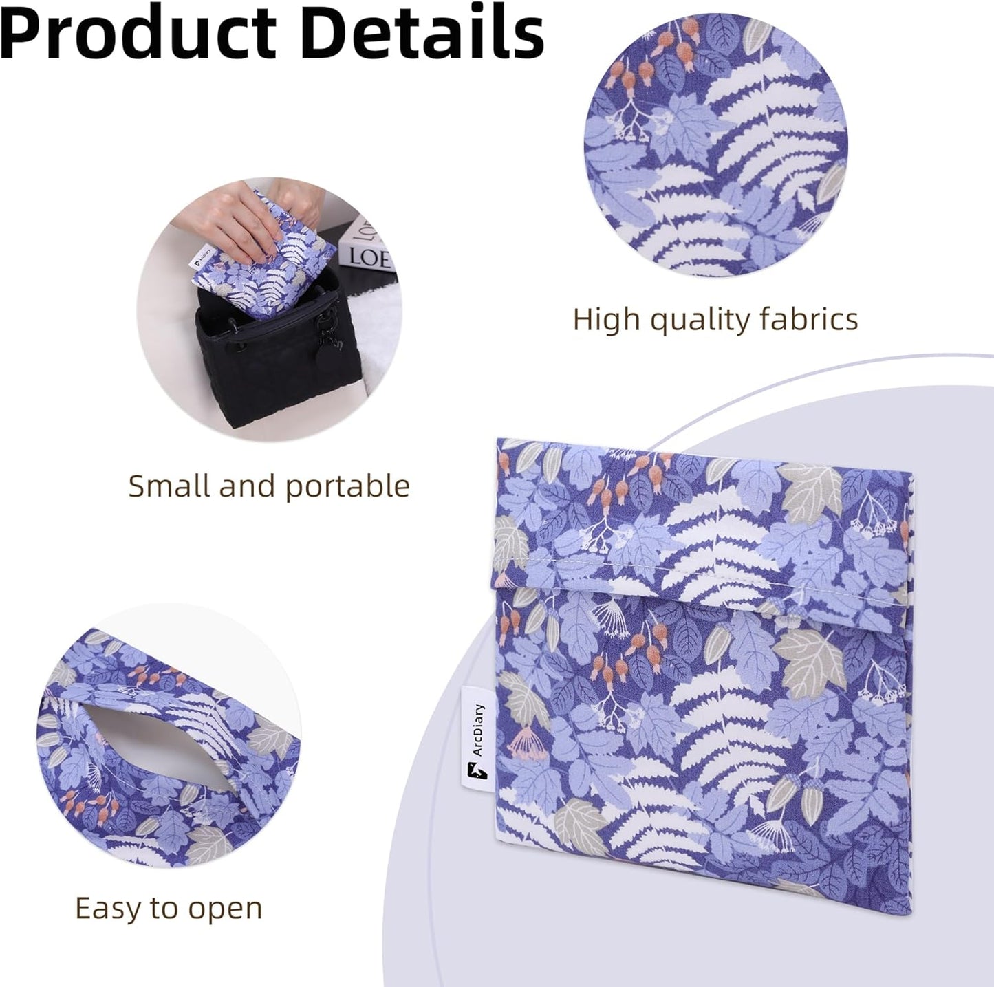 Period Bag for Teen Aged Girls, Portable Sanitary Pad Storage Bag for Teen Pads/Sanitary Napkins/Small Tampons, Feminine Menstrual Cup Pouch (Austere Blue)