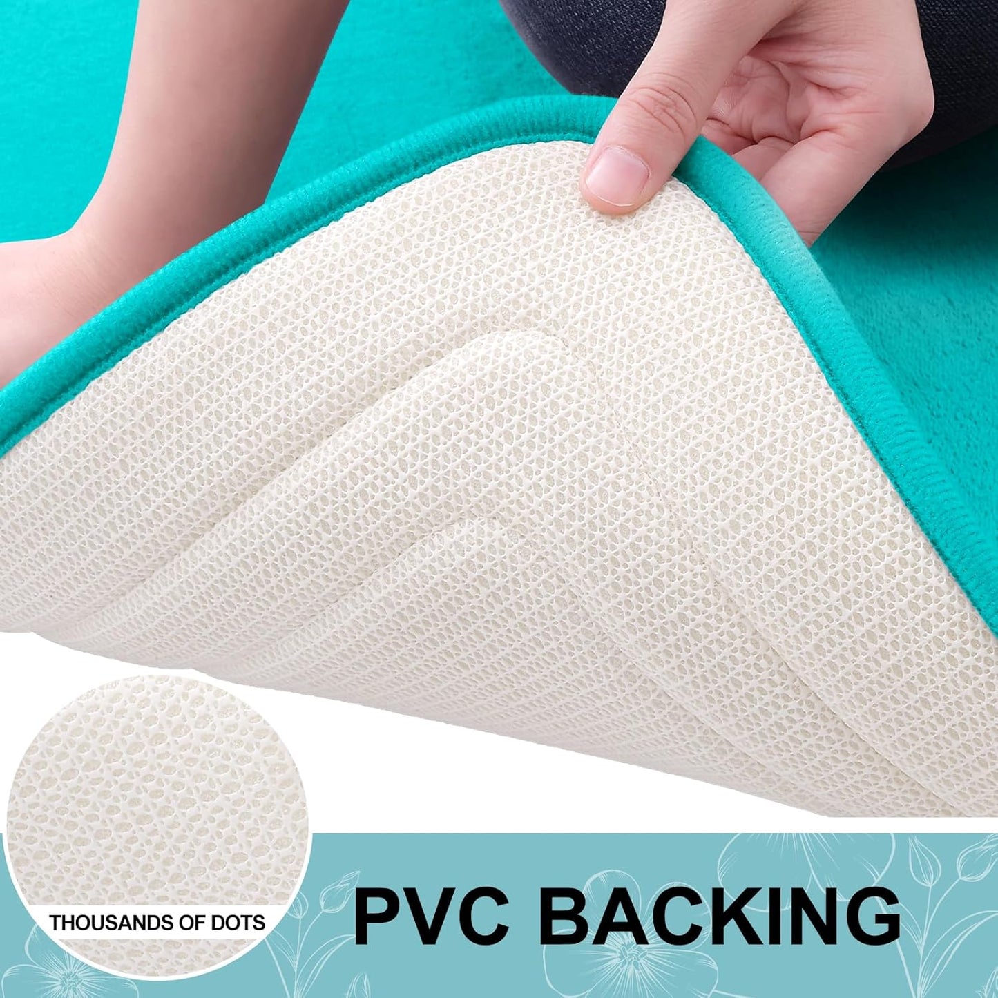 Grandaily Memory Foam Bath Mat Rug 24x16, Ultra Soft, Non-Slip and Absorbent Bathroom Rugs, Machine Wash Dry, Comfortable Bath Carpet for Bathroom Floor, Tub and Shower, Teal