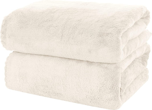 MOONQUEEN 2 Pack Premium Bath Towel Set - Quick Drying - Microfiber Coral Velvet Highly Absorbent Towels - Multipurpose Use as Bath Fitness, Bathroom, Shower, Sports, Yoga Towel (Cream)