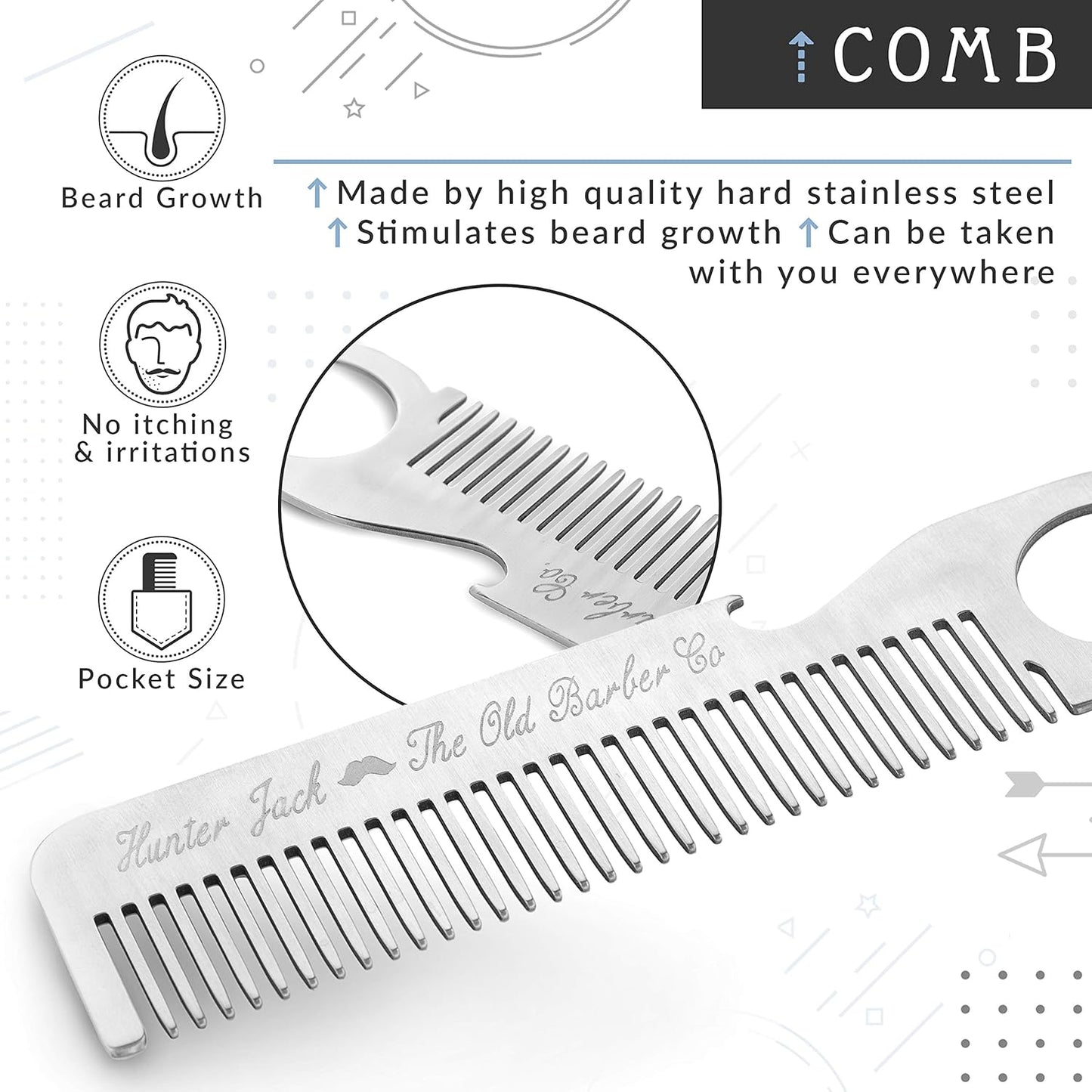 Straight Razor Kit - Complete Straight Razors for Men Kit with Beard Scissors & Metal Comb - Barber Razor for Men - 10 Extra Straight Edge Razor Blades for Shaving - Premium Polished Stainless Steel