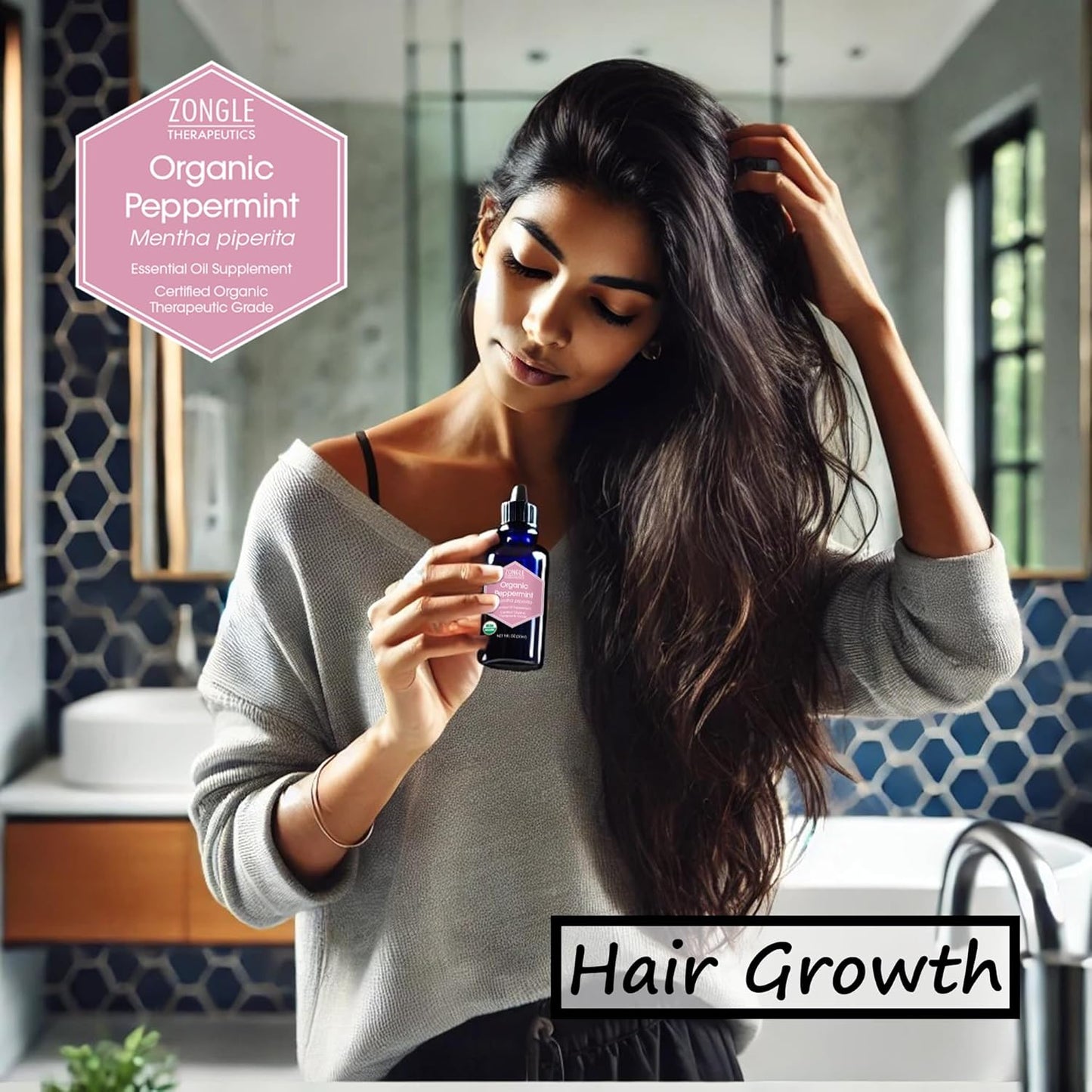 Organic, Peppermint Oil, Food Grade, Edible, for Digestion, IBS, Hair – 100% Pure, Peppermint Essential Oil, Mint Oil, Safe for Ingestion, by Zongle Therapeutics, 1 OZ